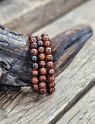 Mahogny Obsidian, armband 8mm runda pärlor