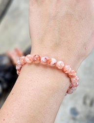 Hematoidkvarts (Röd Golden Healer), armband 8mm runda pärlor