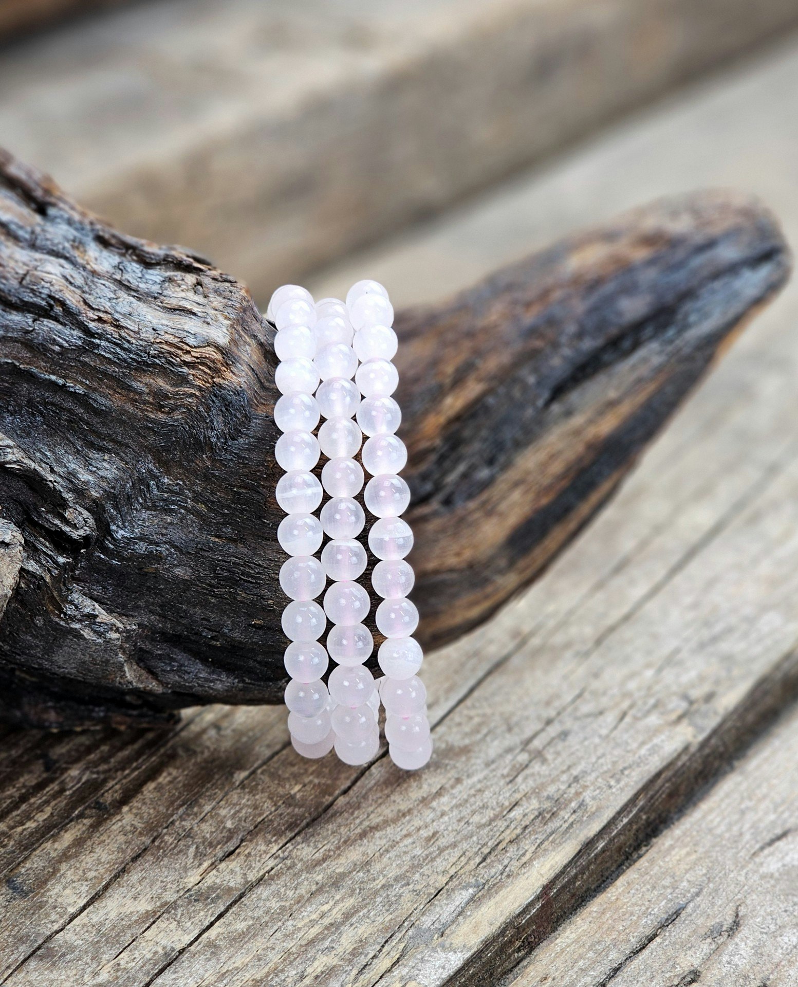 Rosa Kalcit (Manganokalcit), armband 6mm runda pärlor