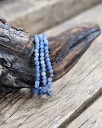 Blå Kvarts, armband 4mm runda pärlor