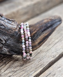 Vattenmelon Turmalin, armband 4mm runda pärlor
