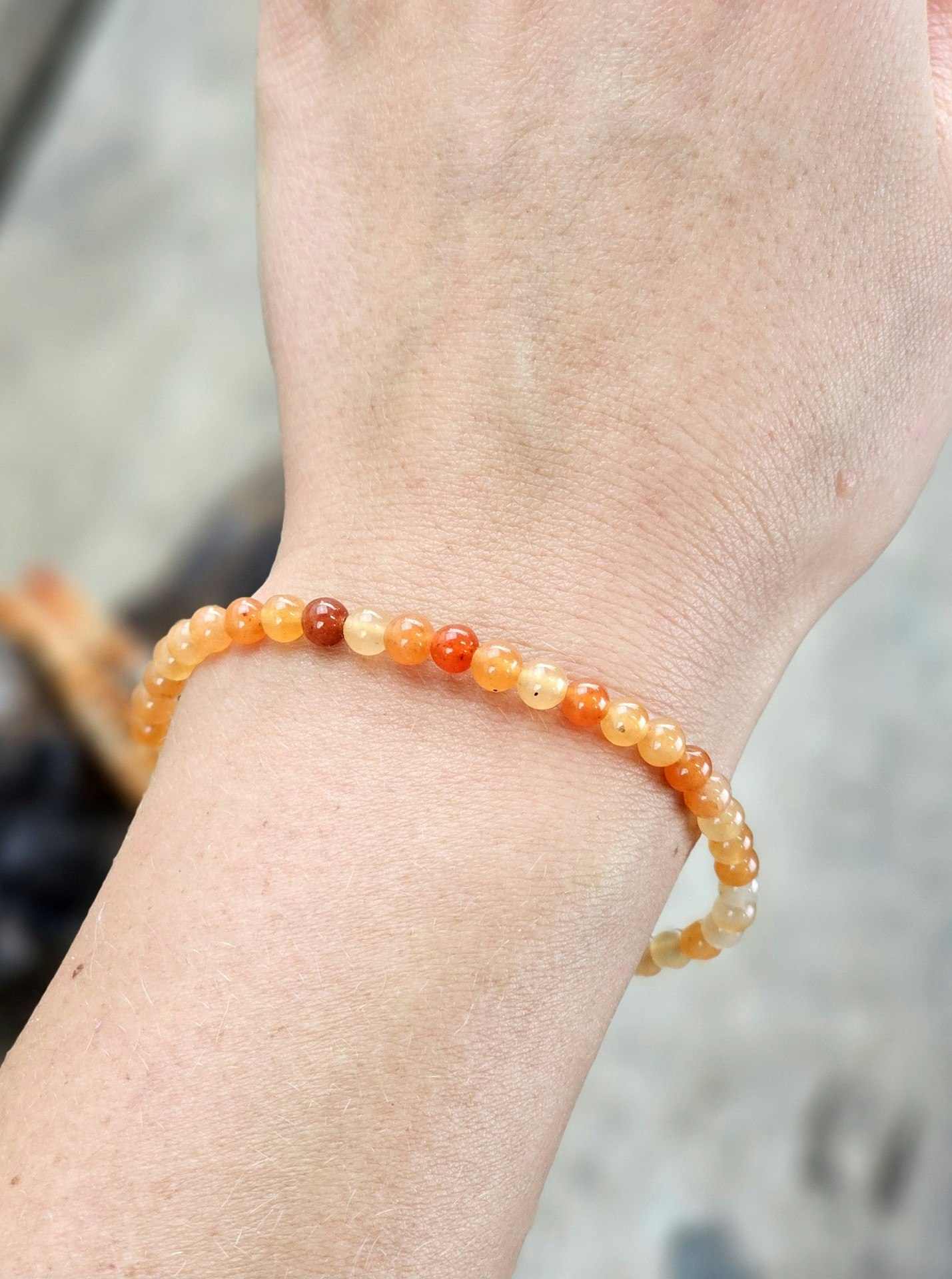 Orange Aventurin, armband 4mm runda pärlor