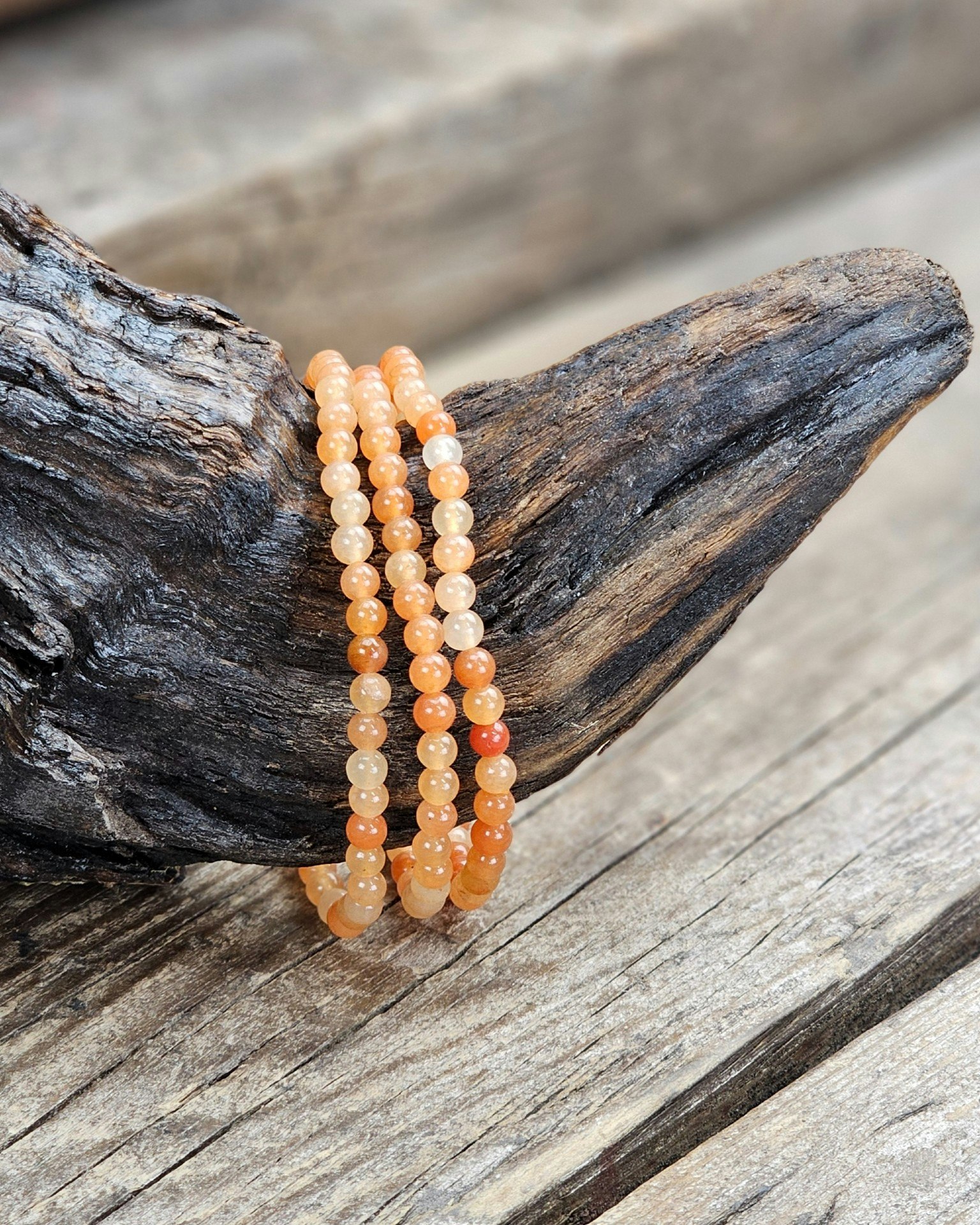 Orange Aventurin, armband 4mm runda pärlor