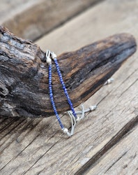 Lapis Lazuli, armband 3mm facetterade pärlor macramé