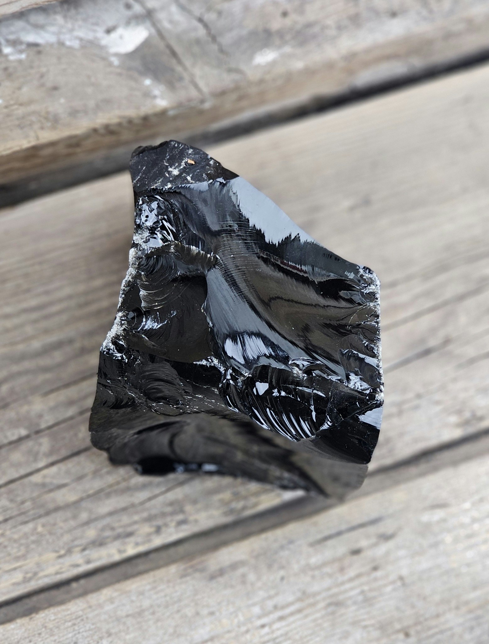 Svart Obsidian rå XL #1