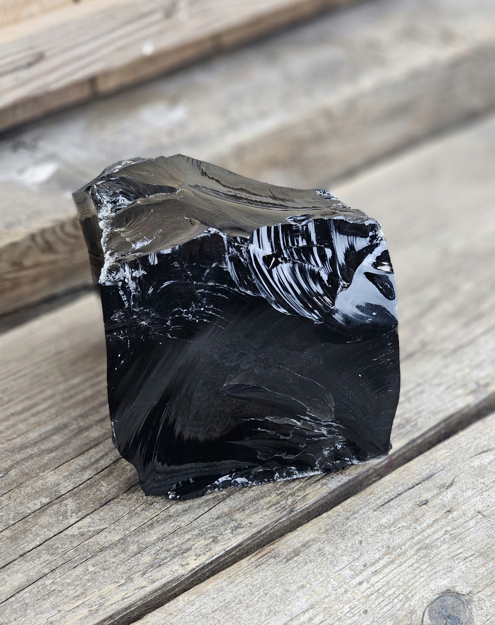 Svart Obsidian rå XL #1