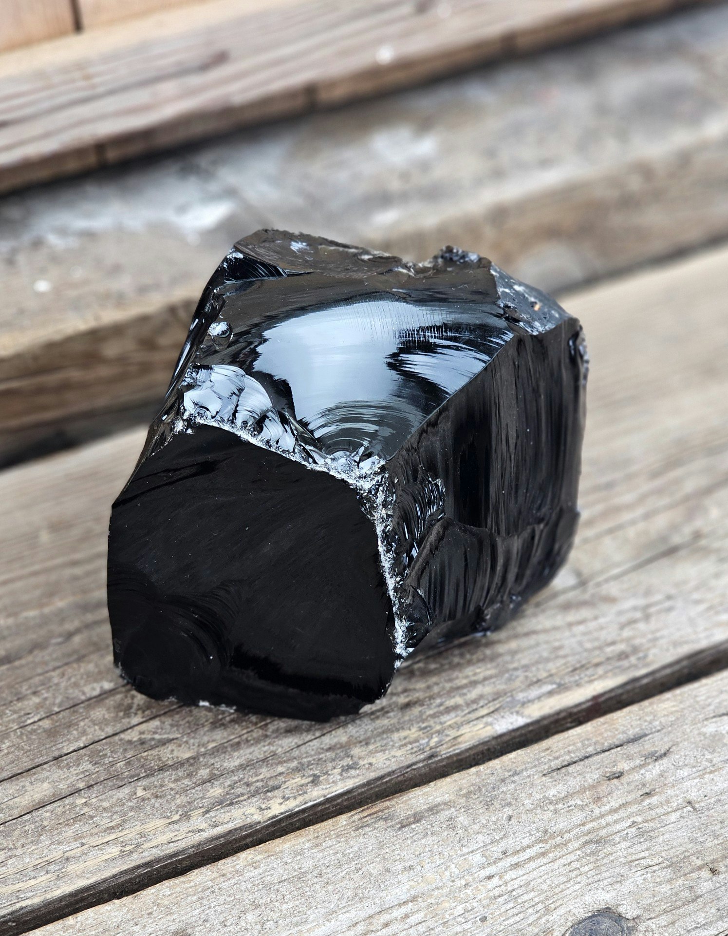 Svart Obsidian rå XL #1