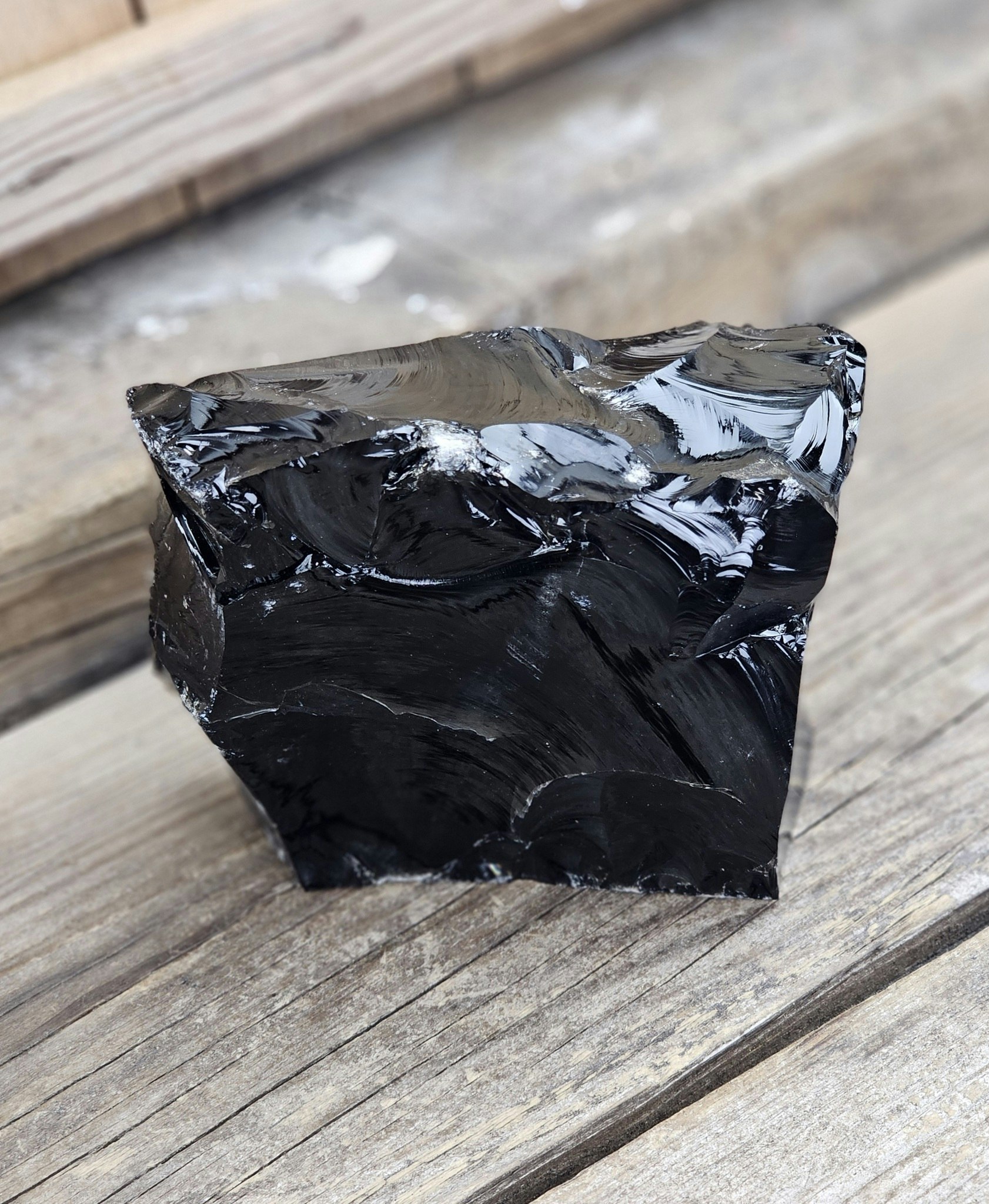 Svart Obsidian rå XL #2