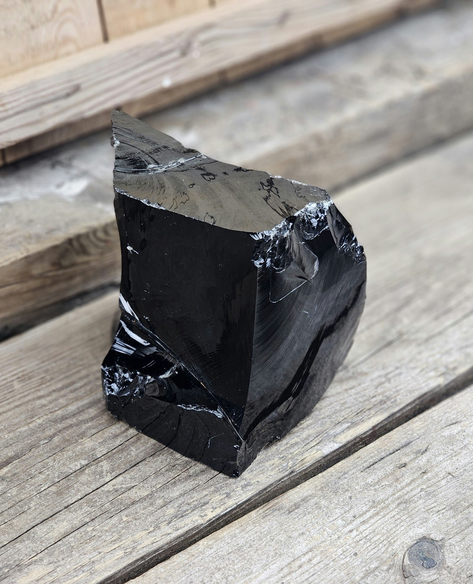 Svart Obsidian rå XL #4