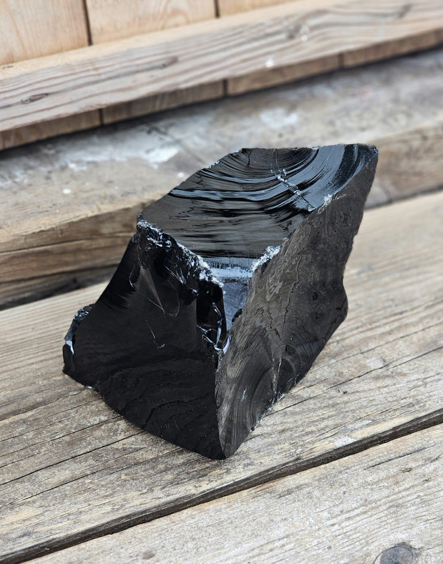 Svart Obsidian rå XL #4