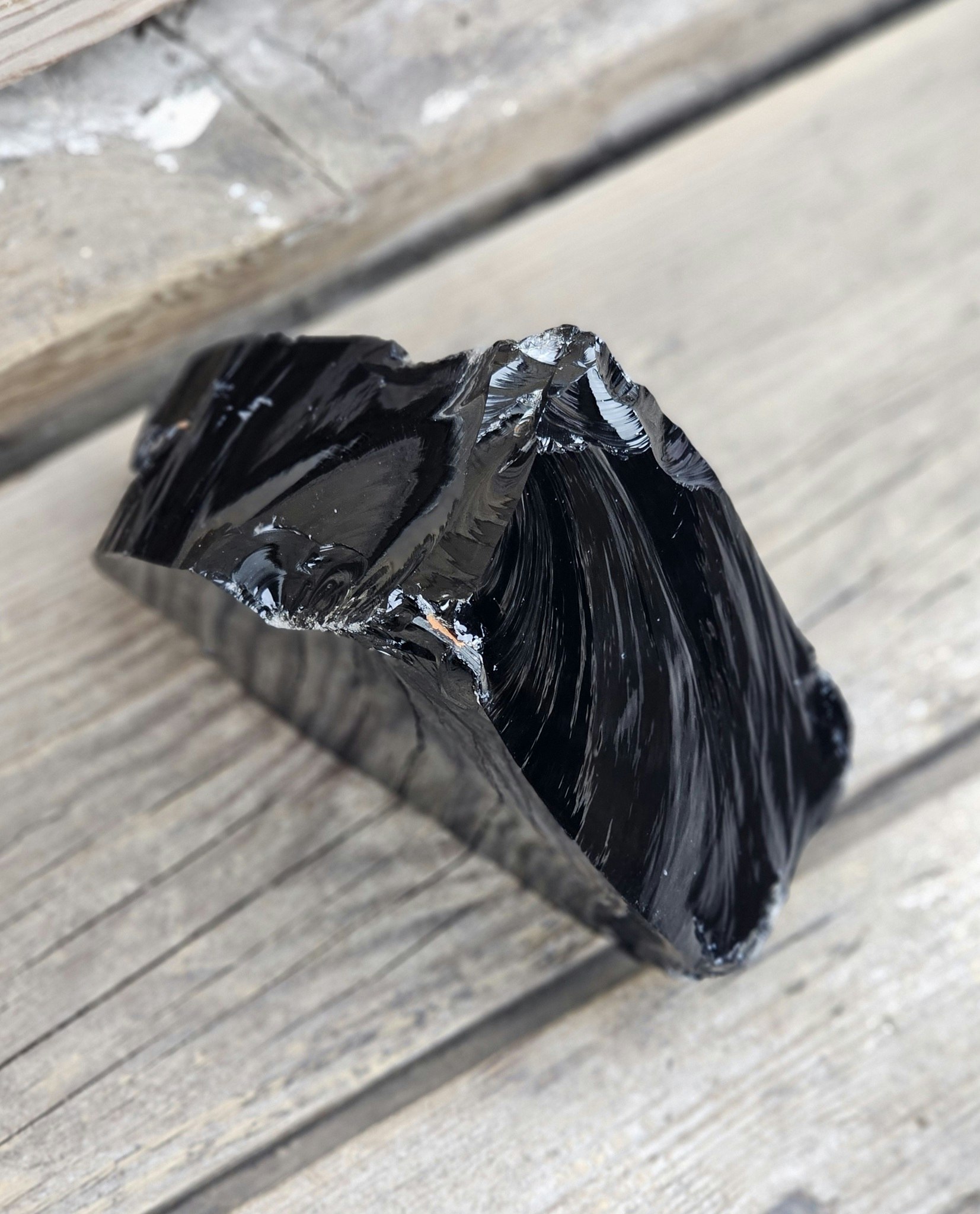 Svart Obsidian rå XL #6
