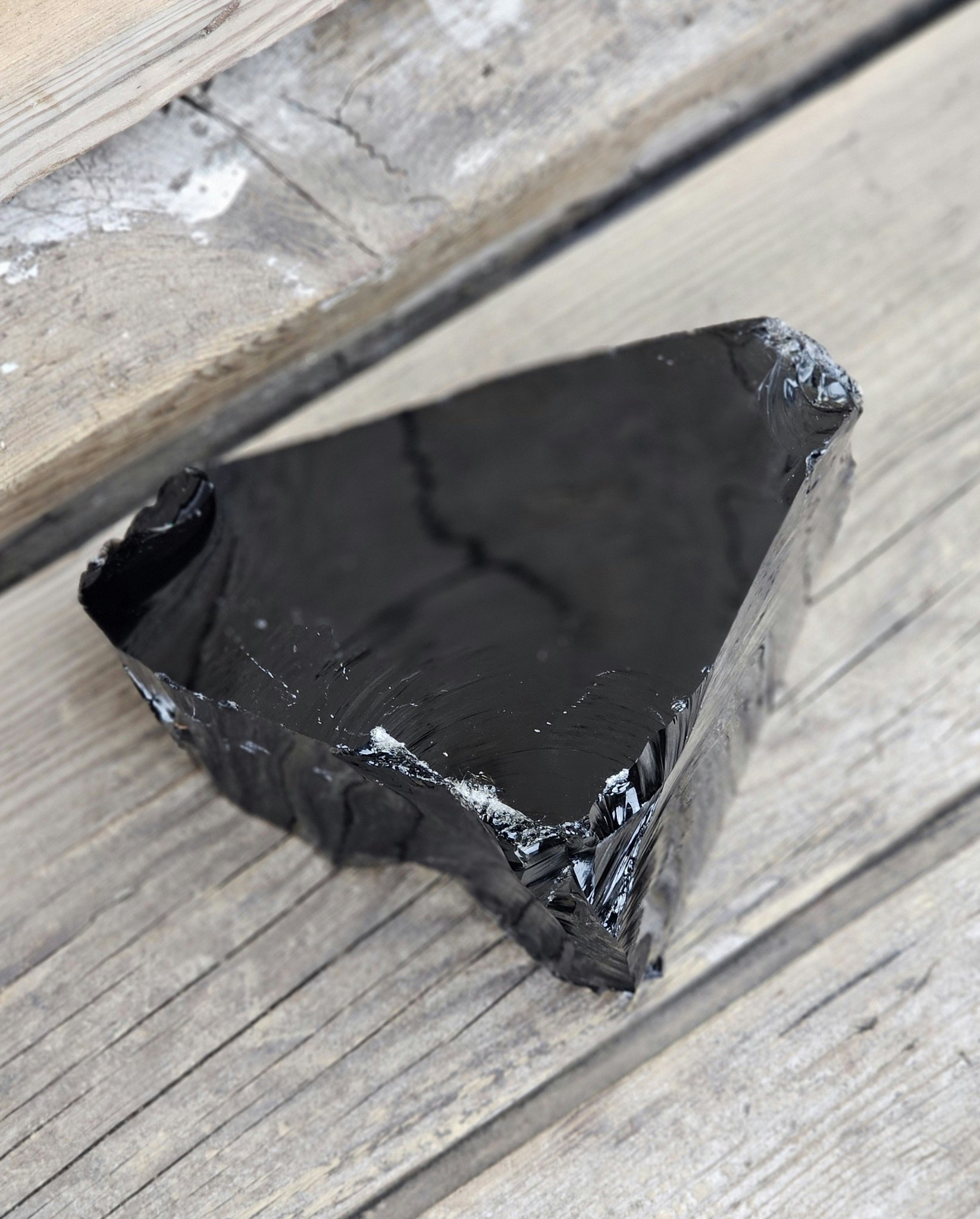 Svart Obsidian rå XL #6