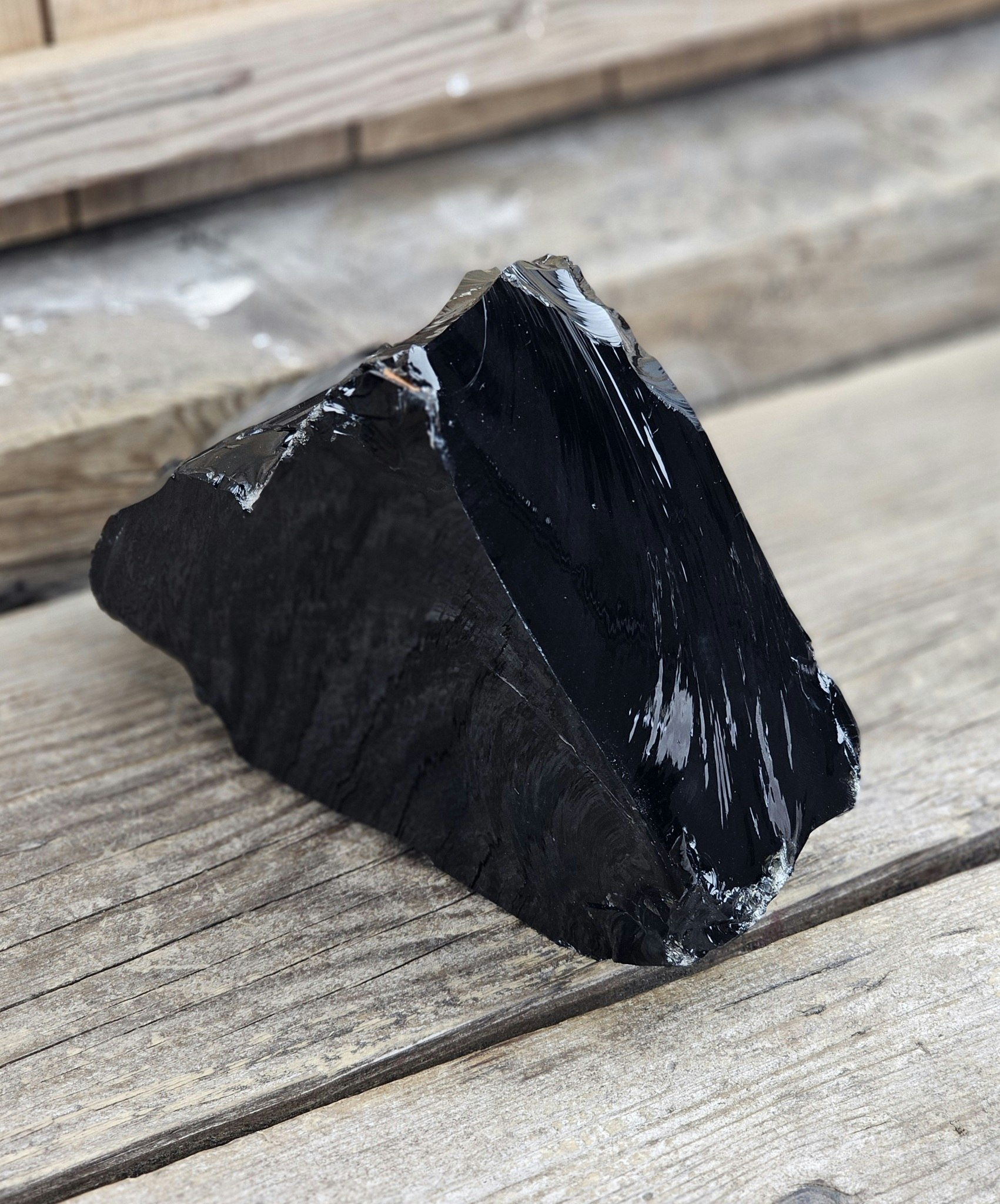 Svart Obsidian rå XL #6