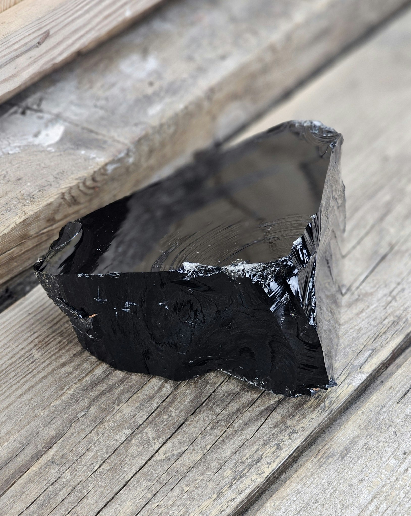 Svart Obsidian rå XL #6