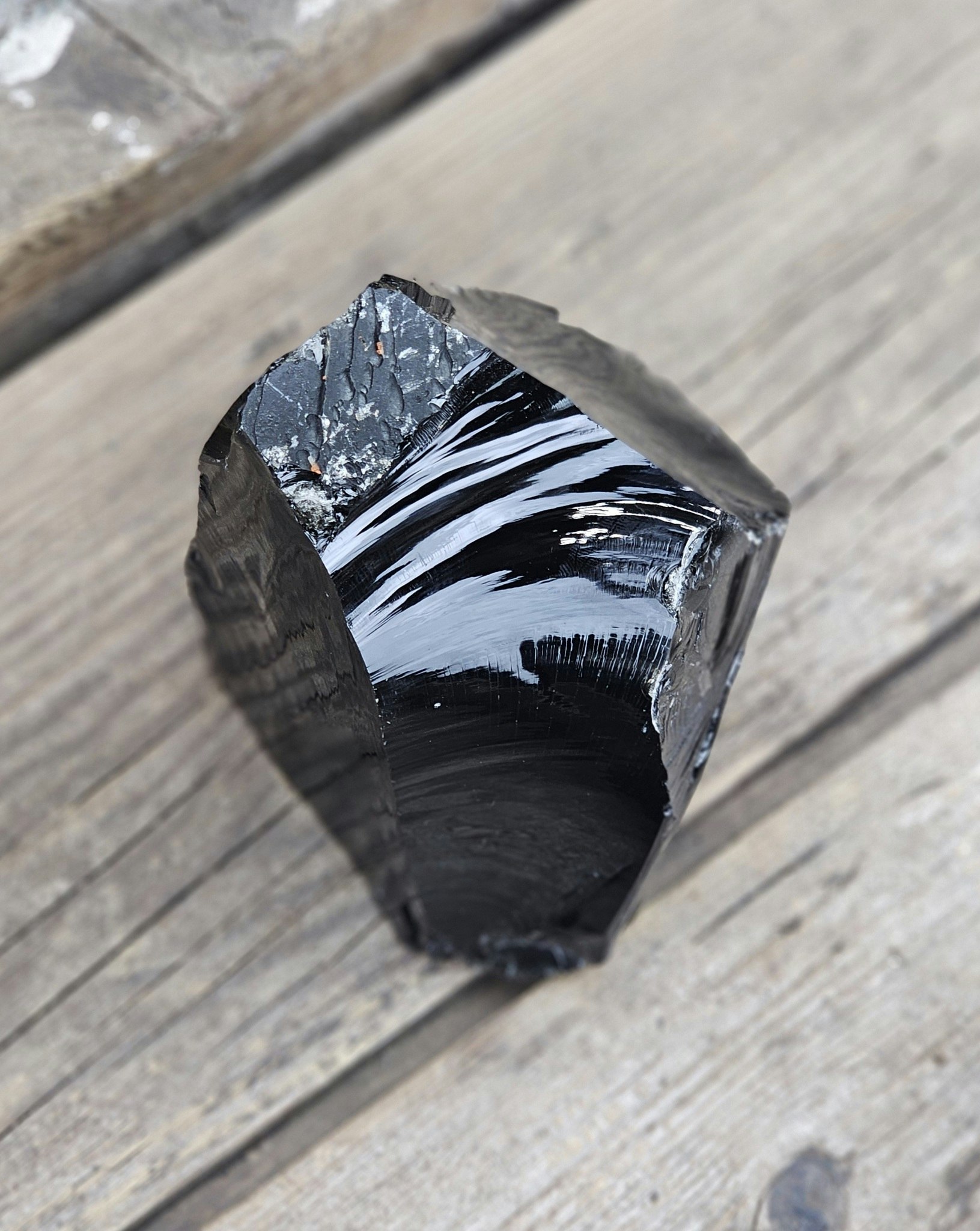 Svart Obsidian rå XL #10