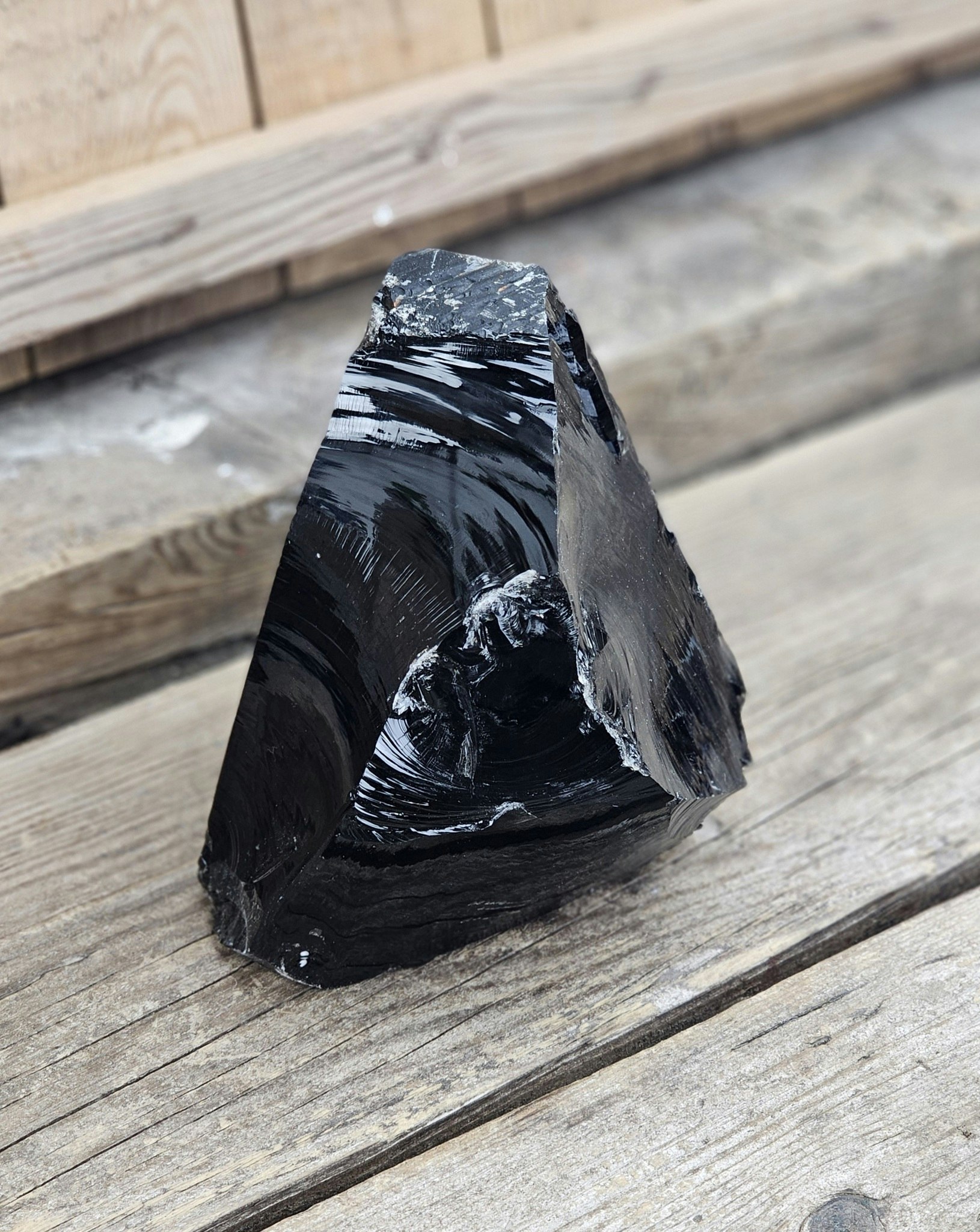 Svart Obsidian rå XL #10