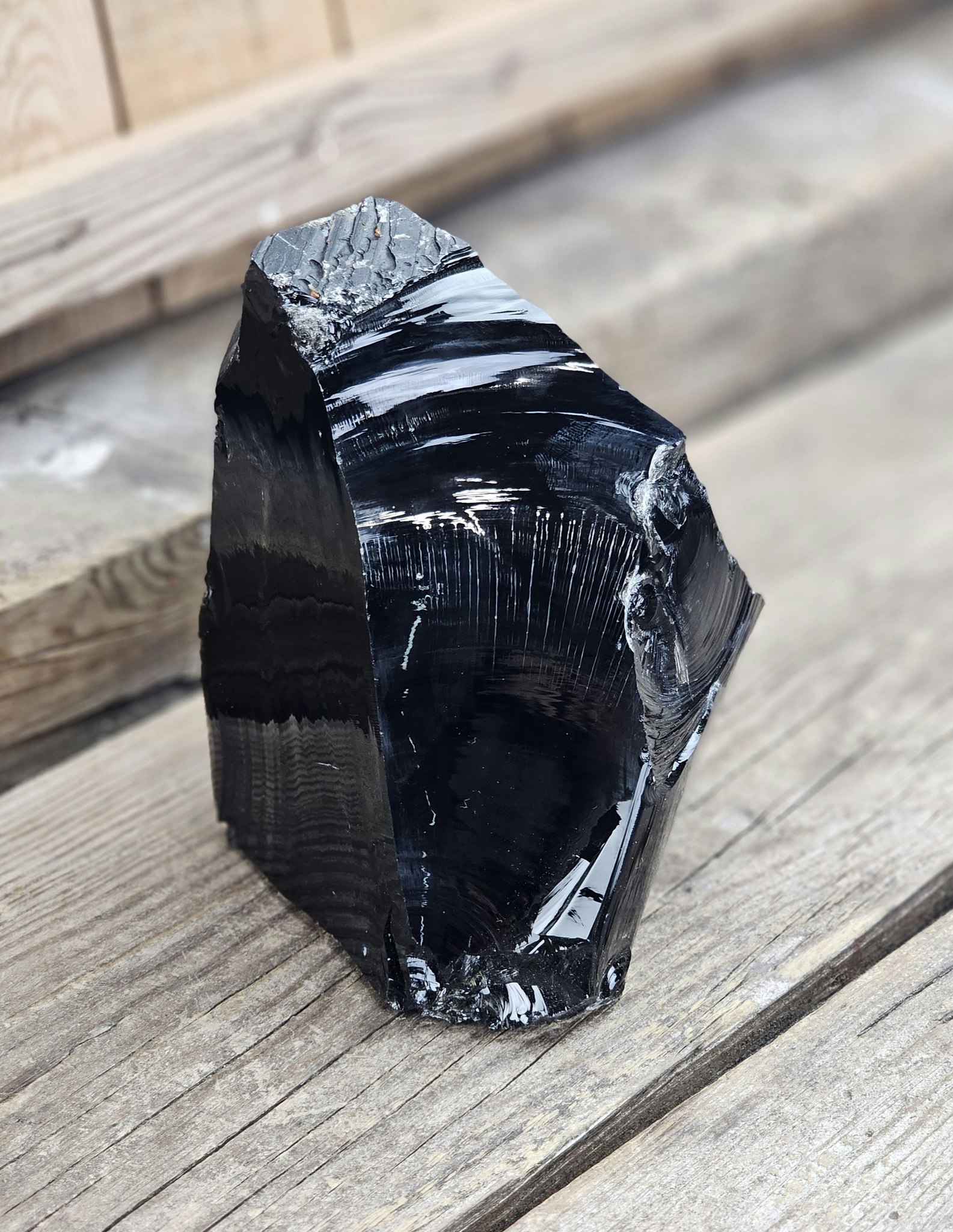 Svart Obsidian rå XL #10