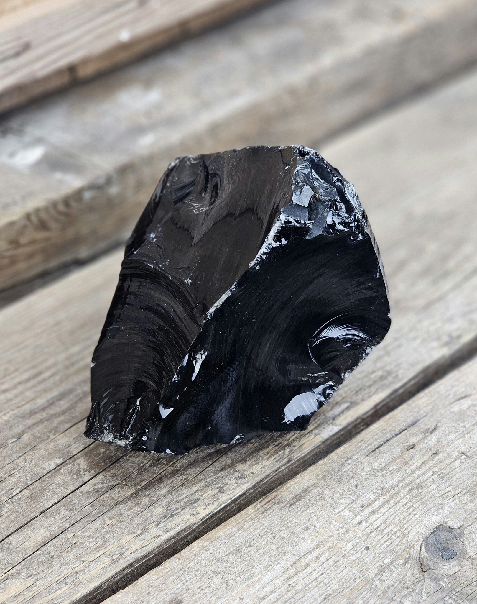 Svart Obsidian rå XL #10