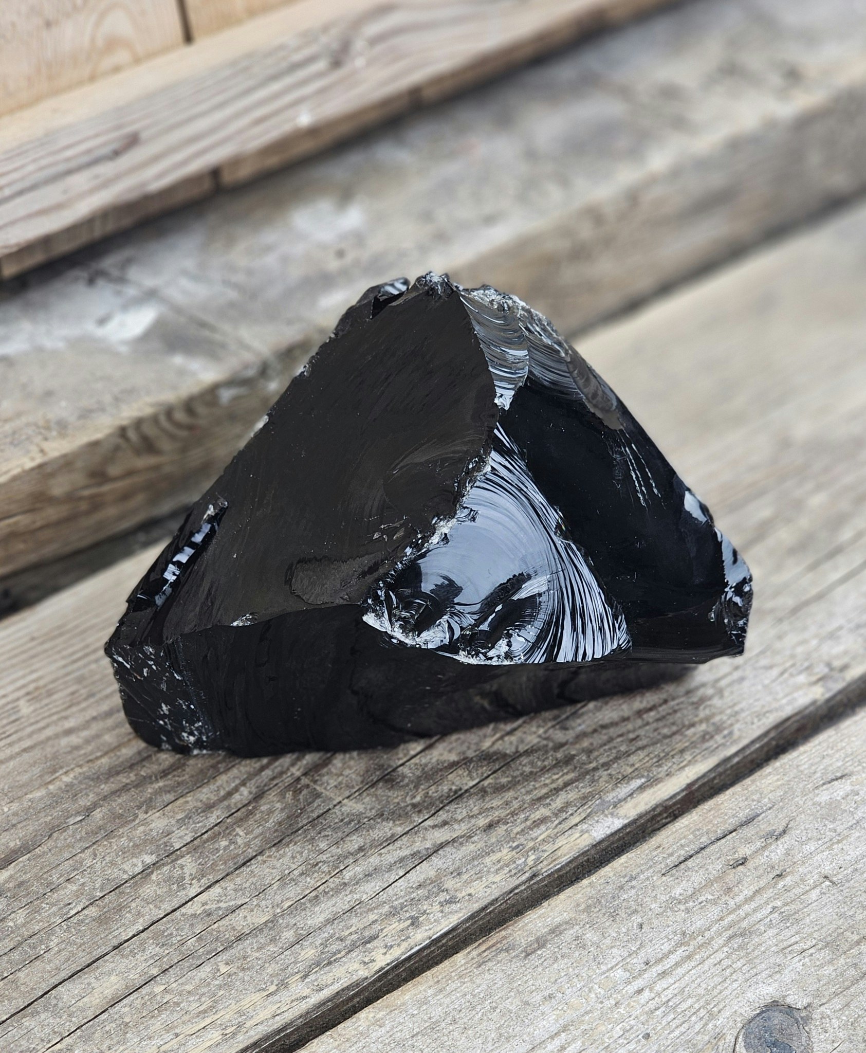 Svart Obsidian rå XL #10