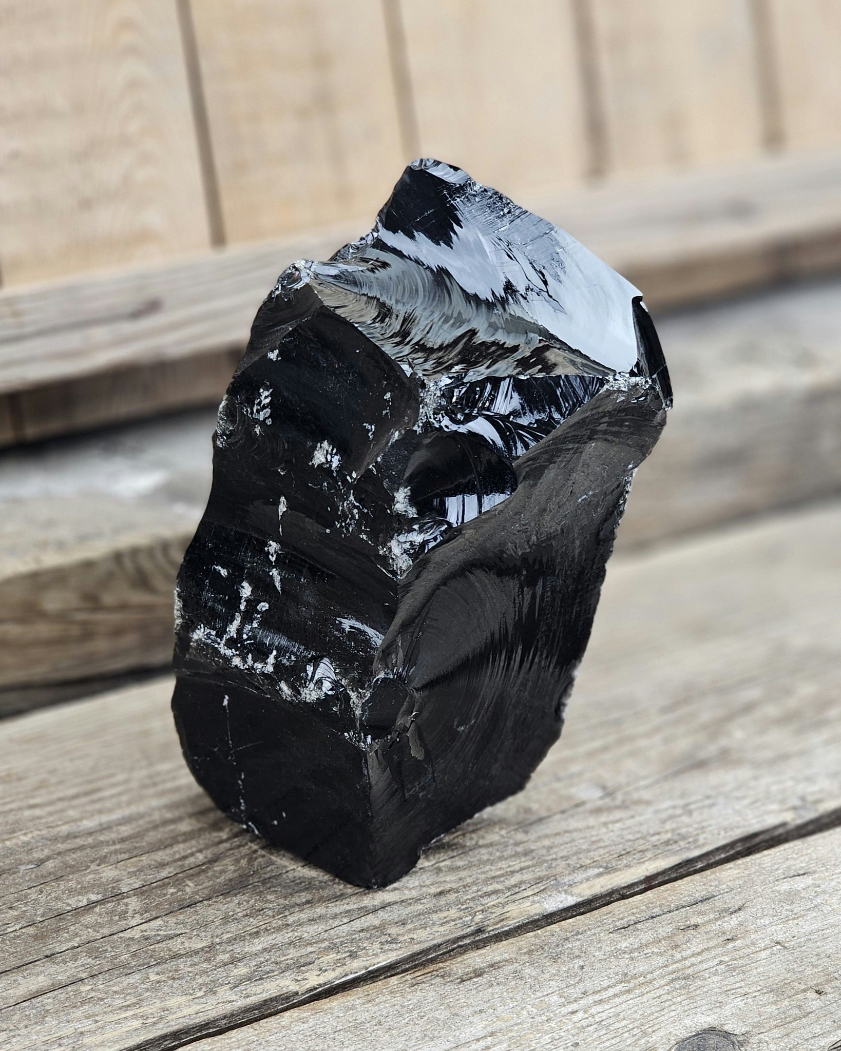 Svart Obsidian rå XL #11