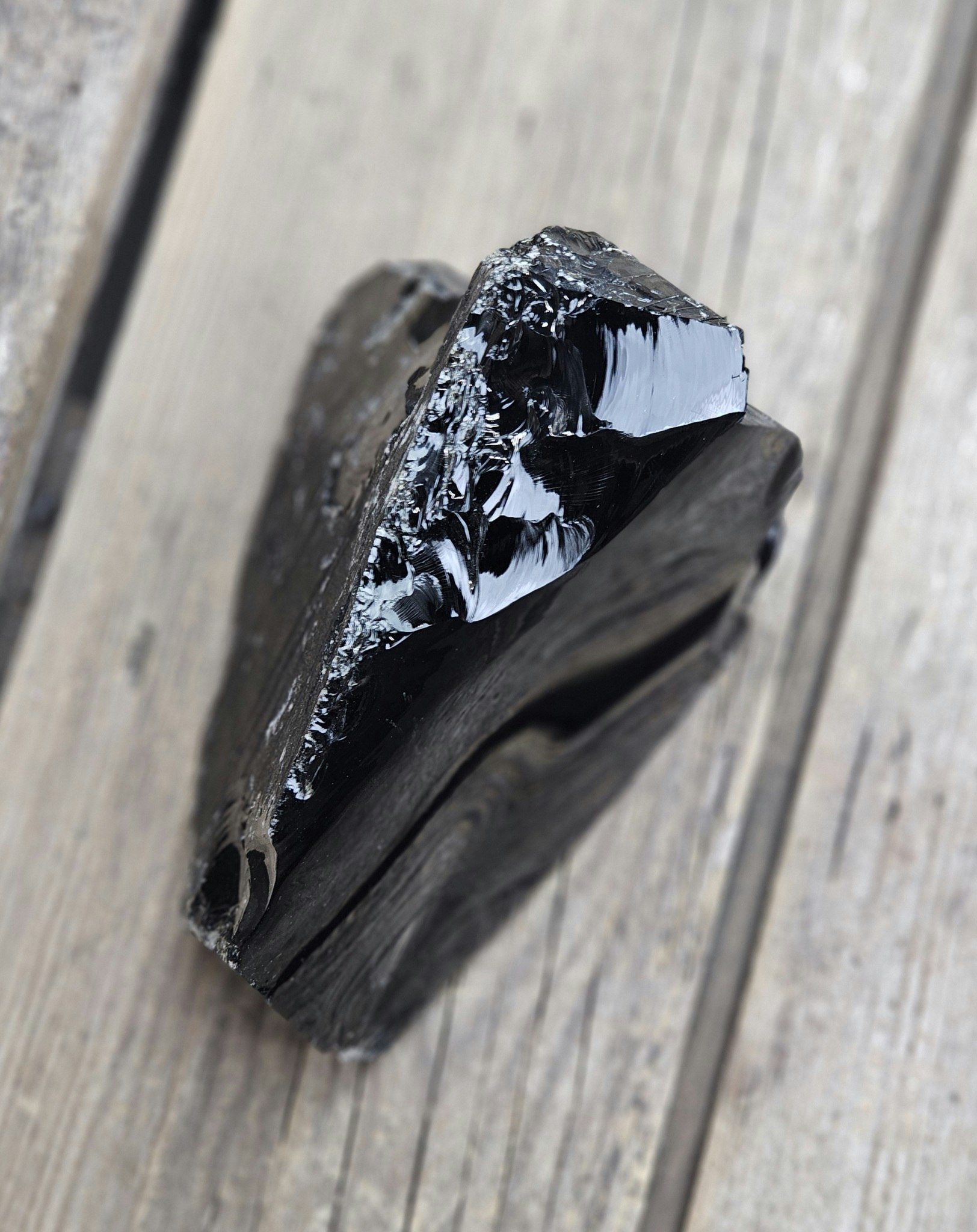 Svart Obsidian rå XL #12