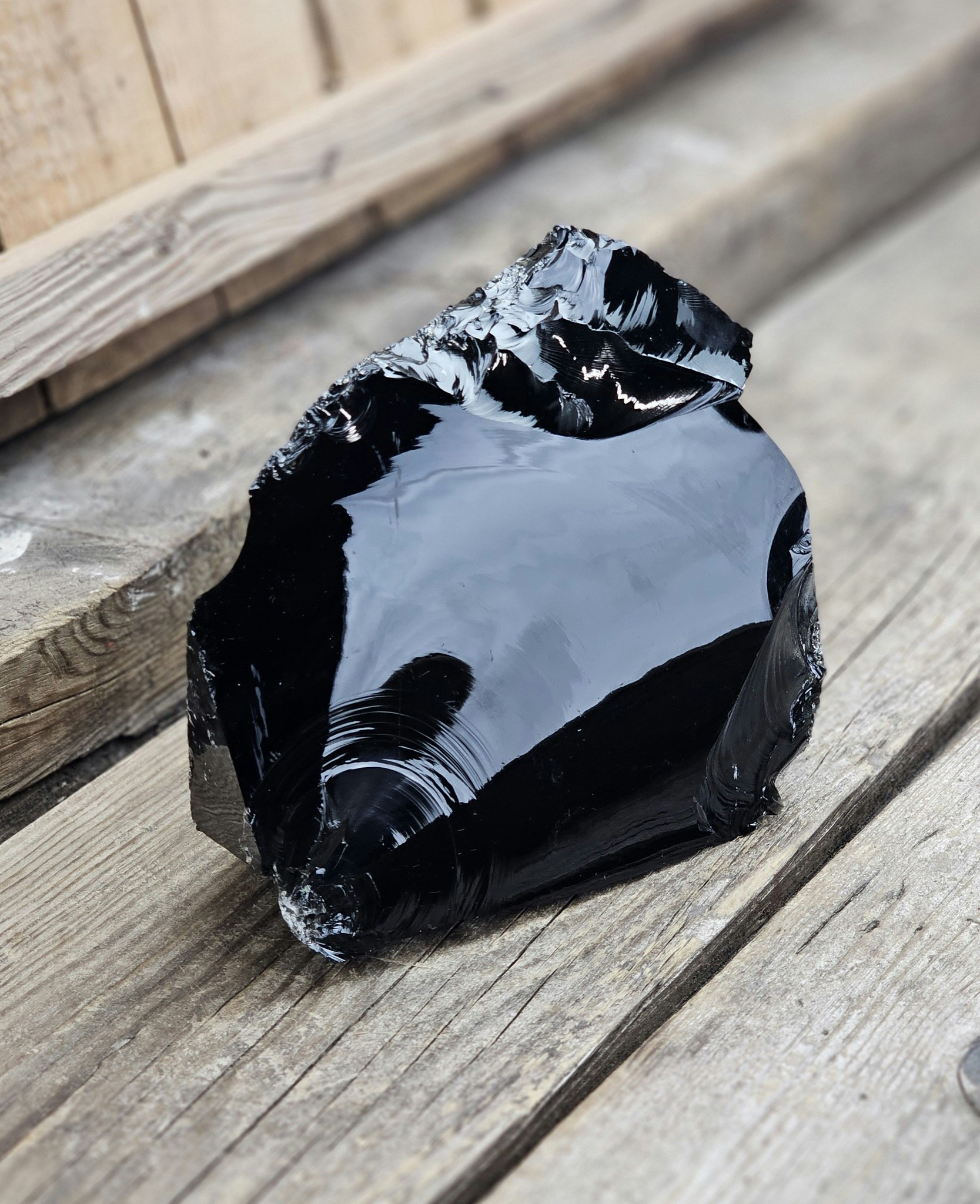 Svart Obsidian rå XL #12