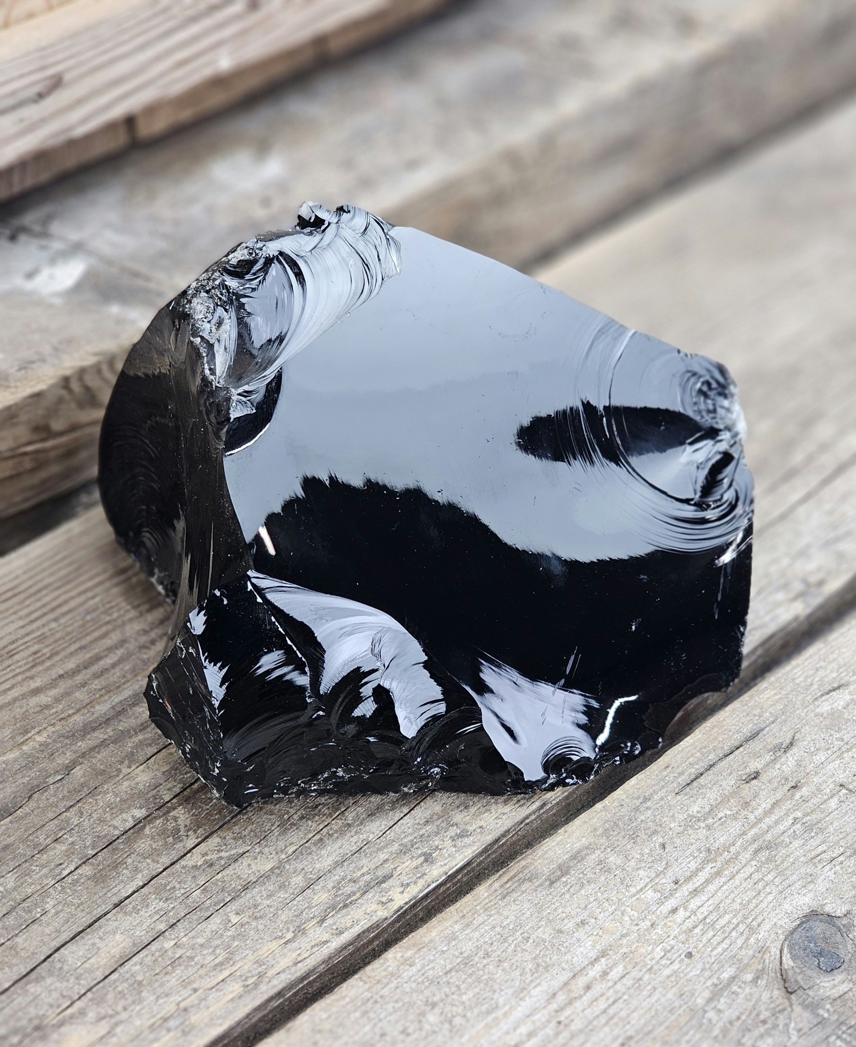 Svart Obsidian rå XL #12