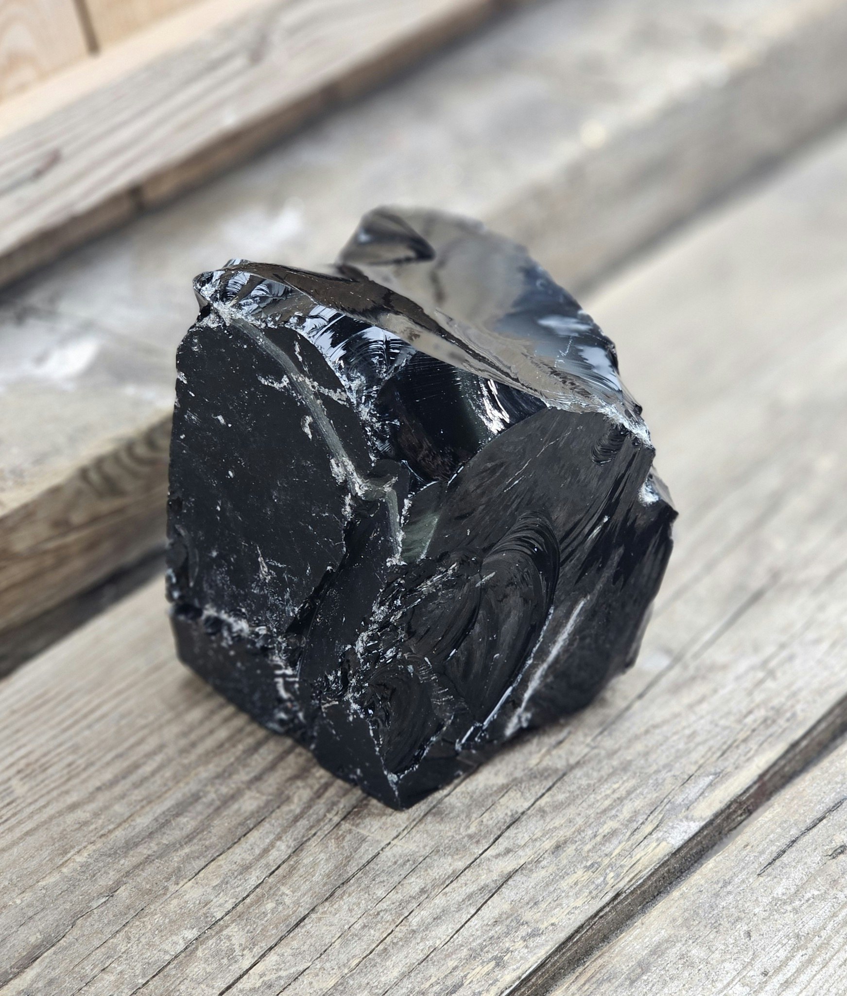 Svart Obsidian rå XL #13