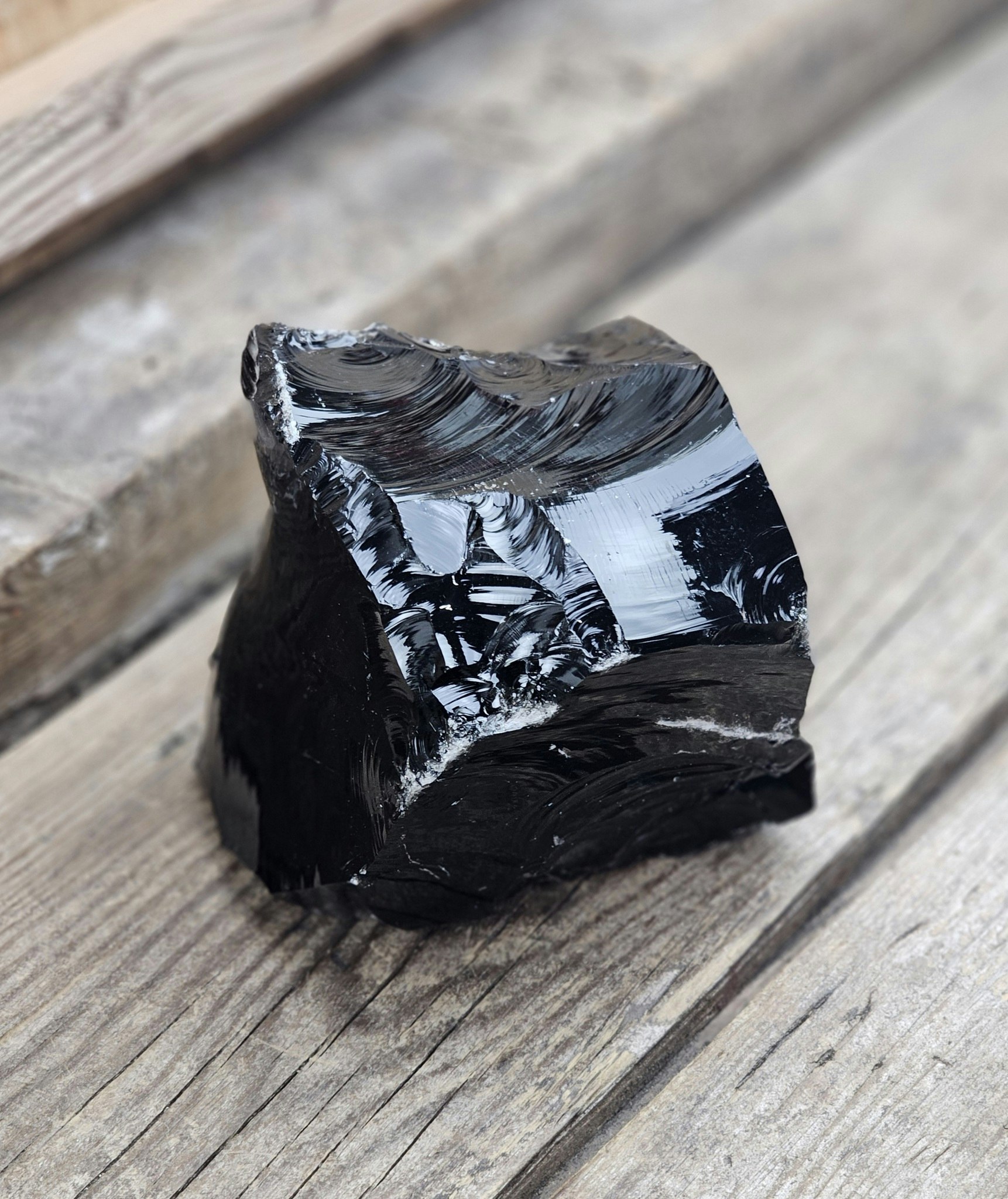 Svart Obsidian rå XL #13