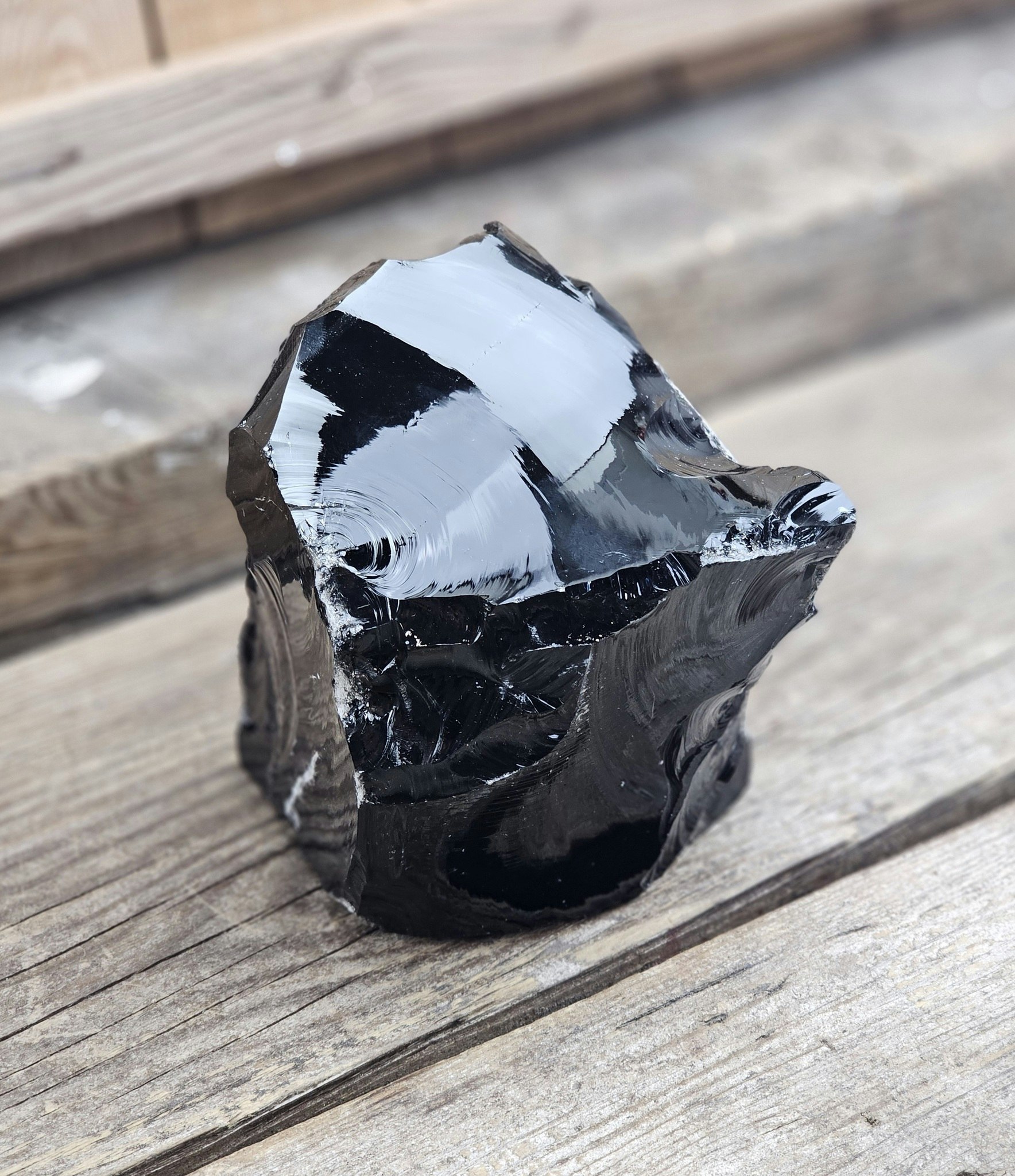 Svart Obsidian rå XL #13