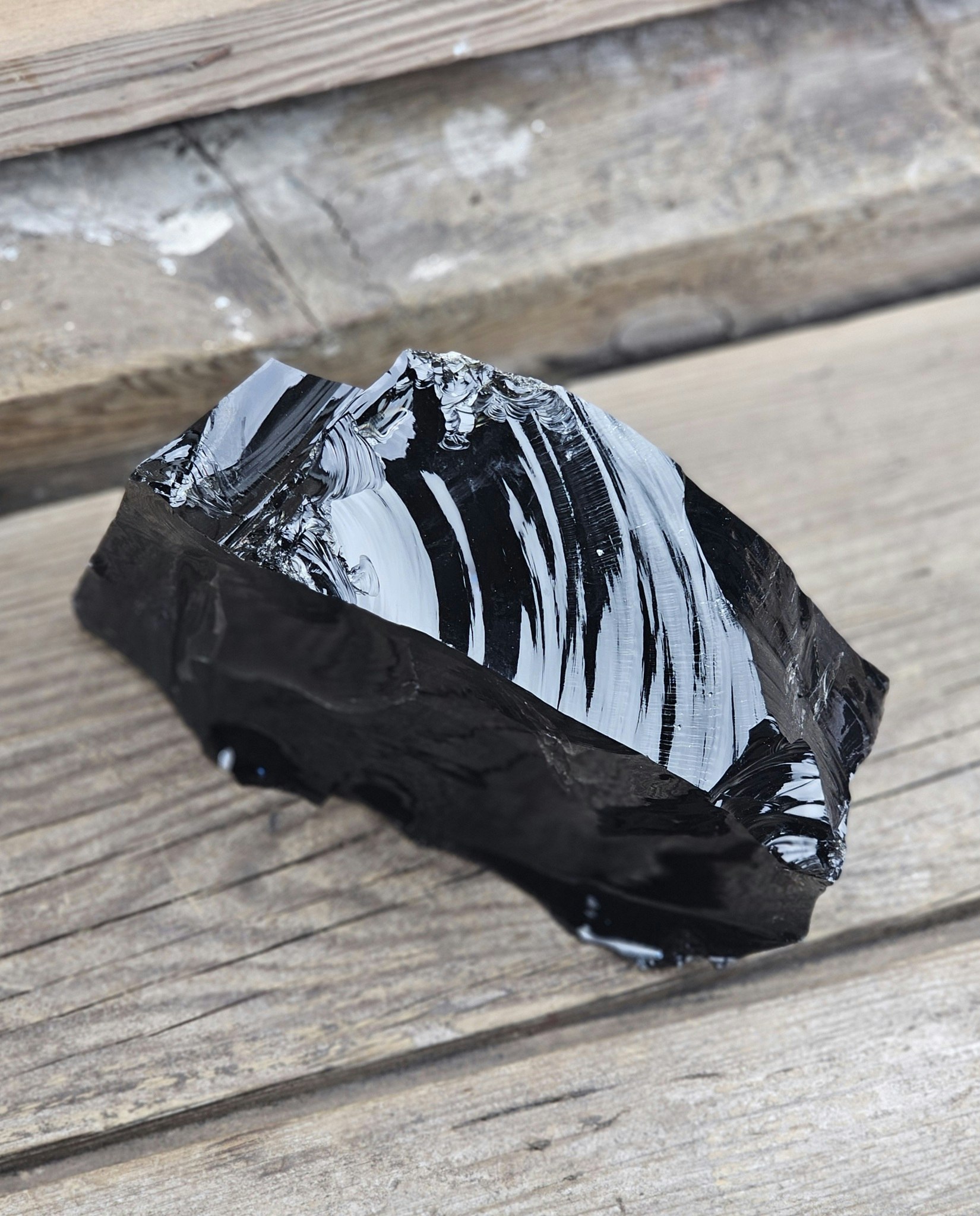 Svart Obsidian rå XL #14