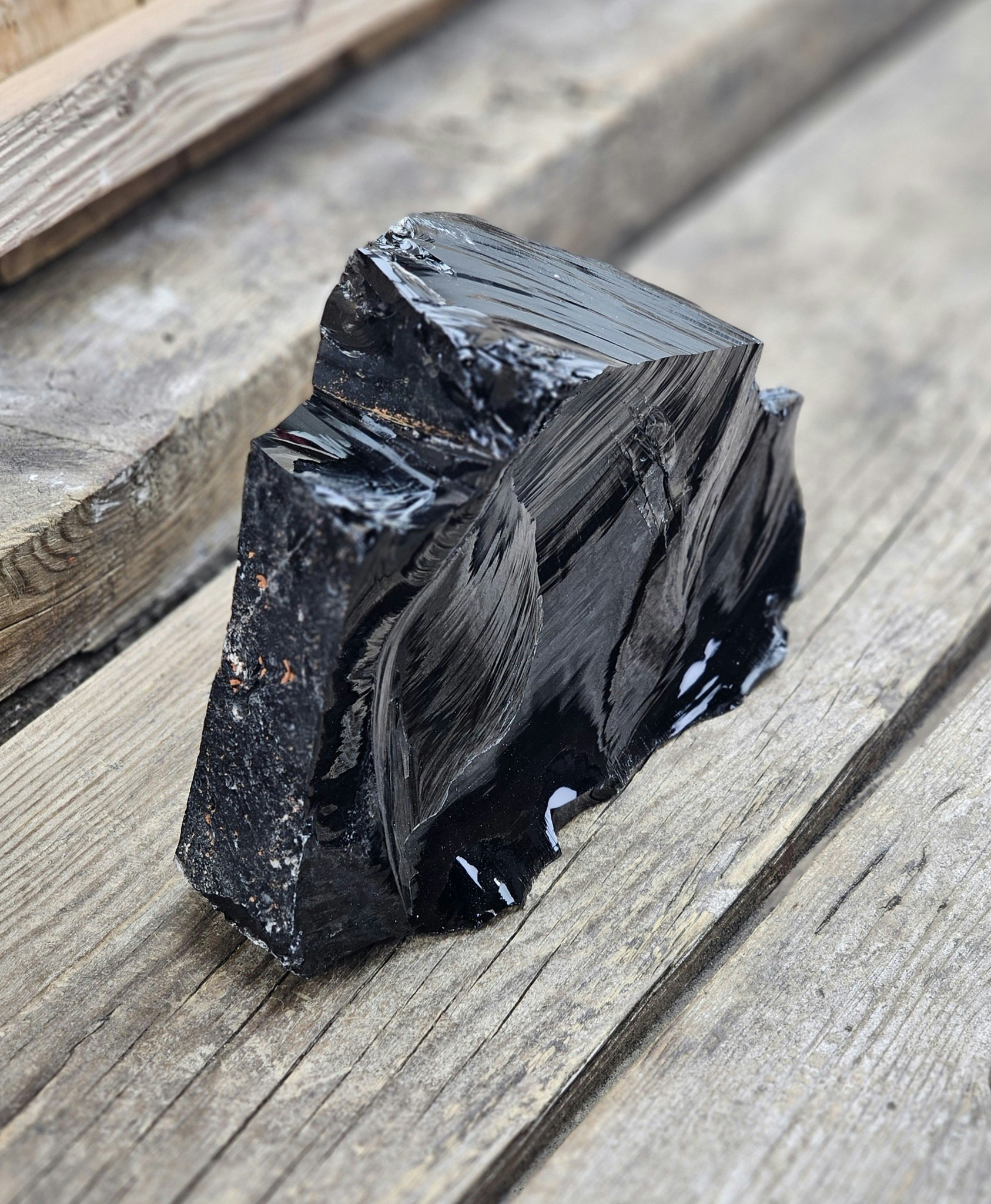 Svart Obsidian rå XL #14