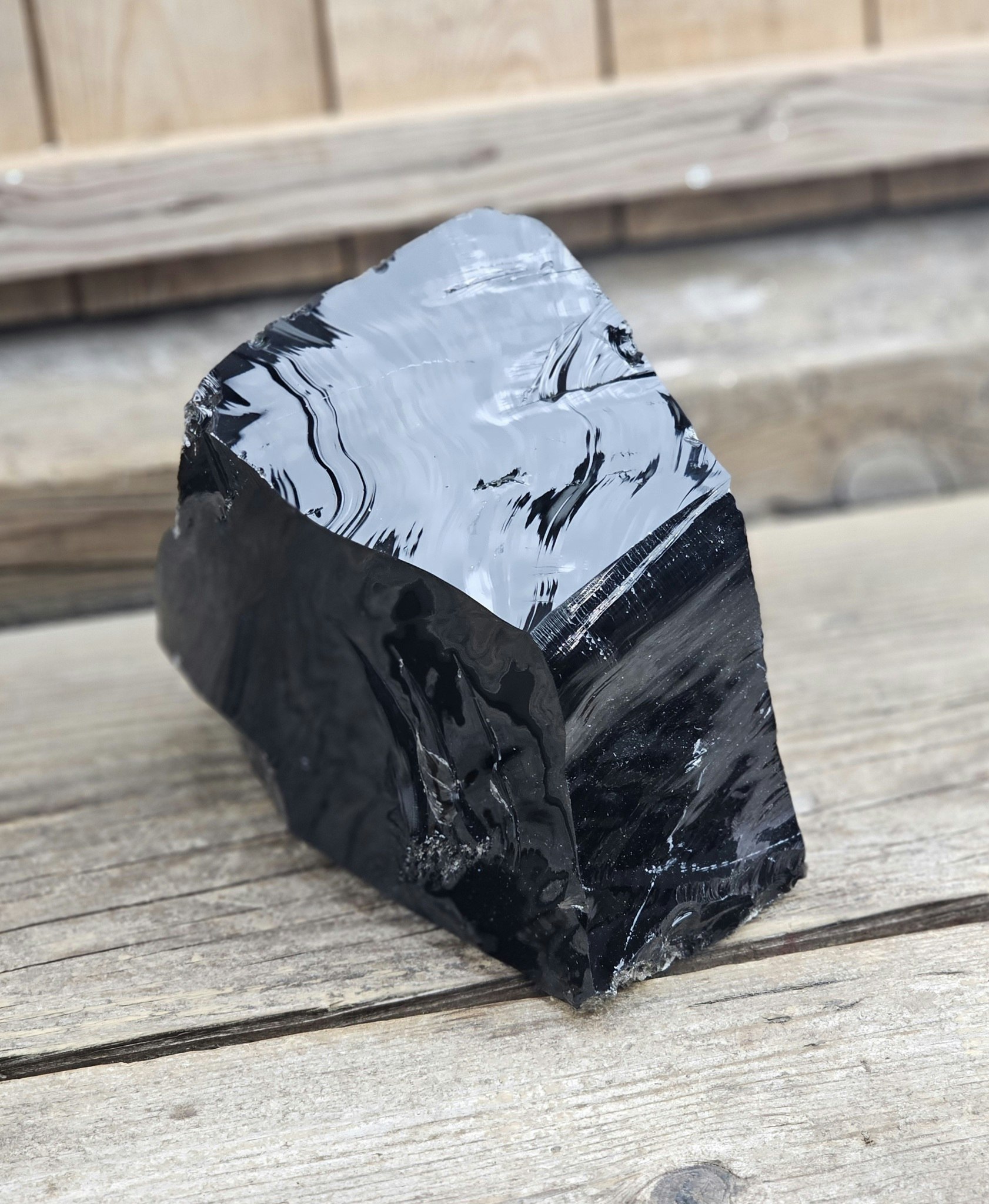 Svart Obsidian rå XL #15