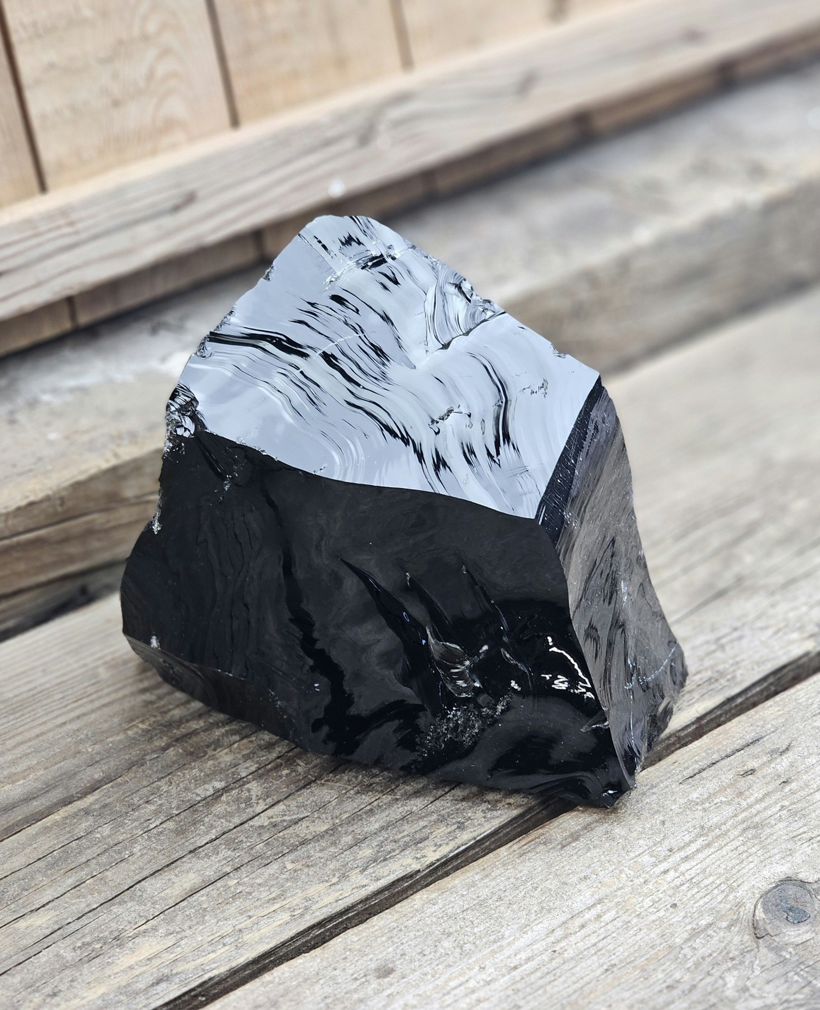 Svart Obsidian rå XL #15