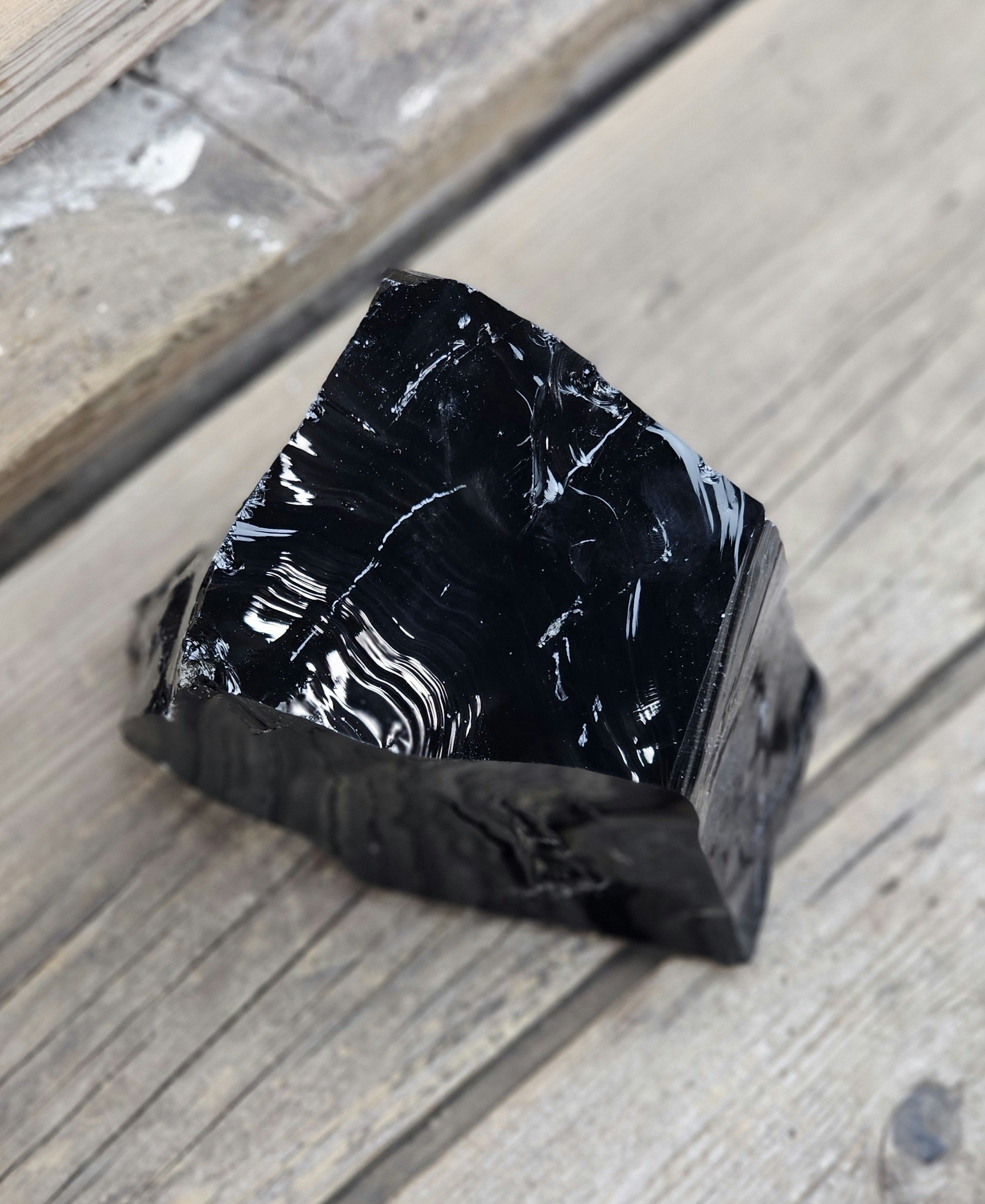 Svart Obsidian rå XL #15