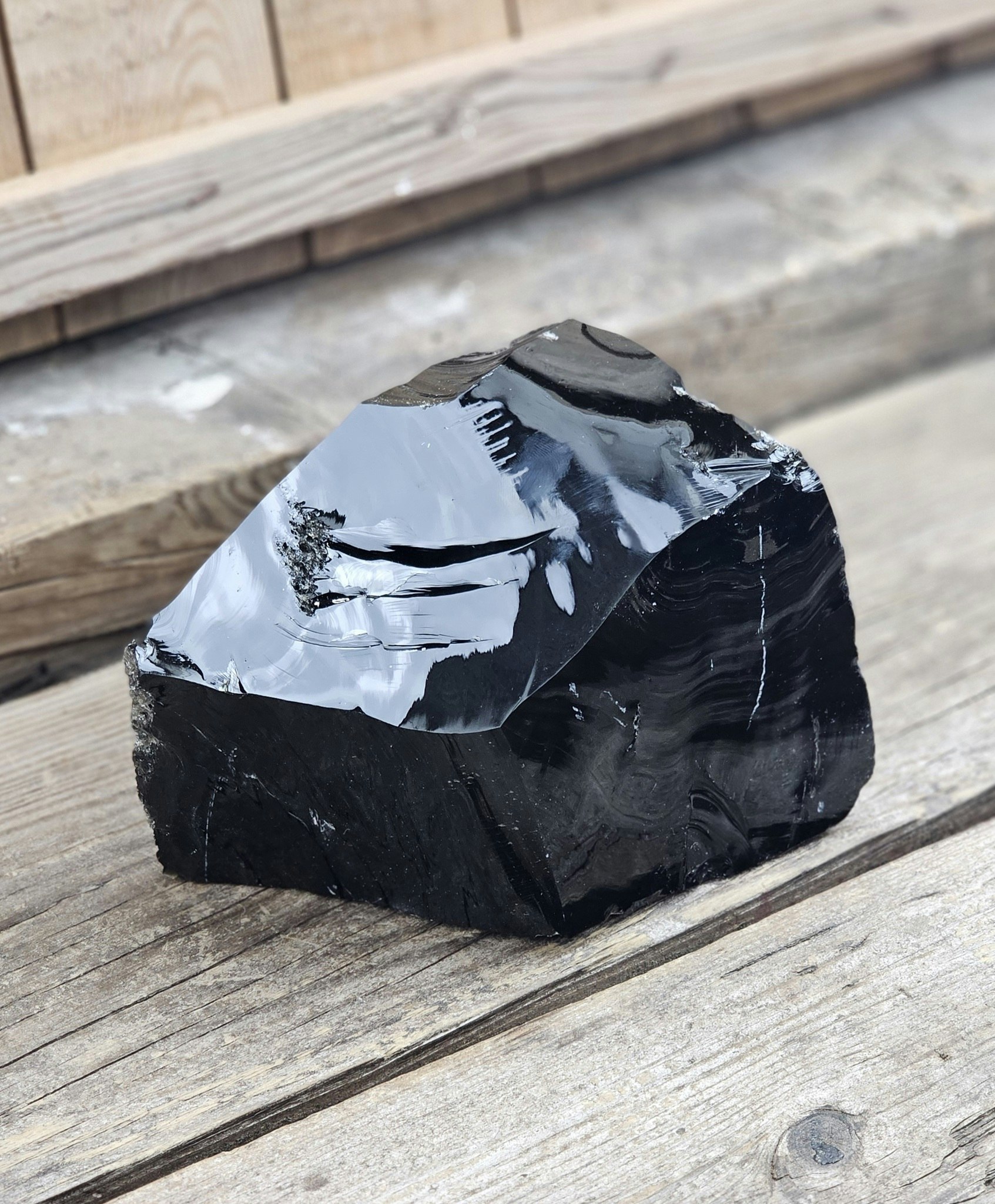 Svart Obsidian rå XL #15
