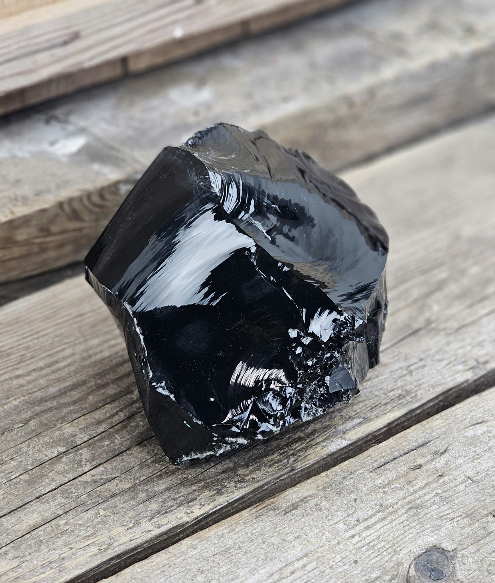 Svart Obsidian rå XL #17