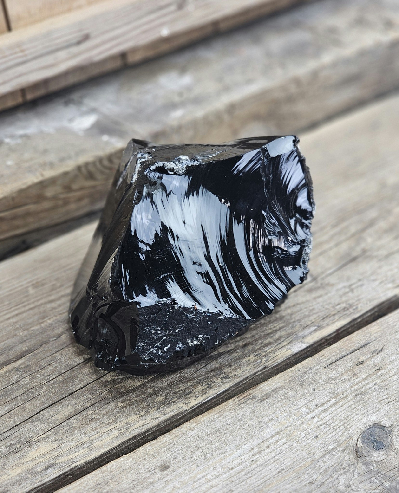 Svart Obsidian rå XL #17