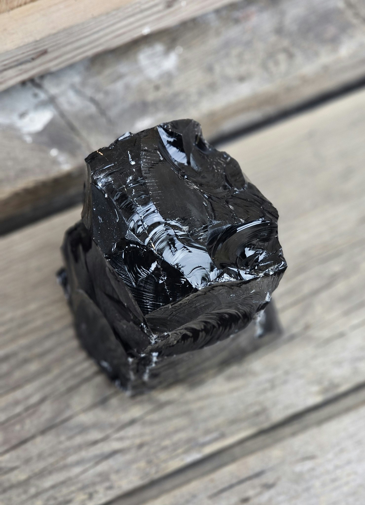 Svart Obsidian rå XL #18