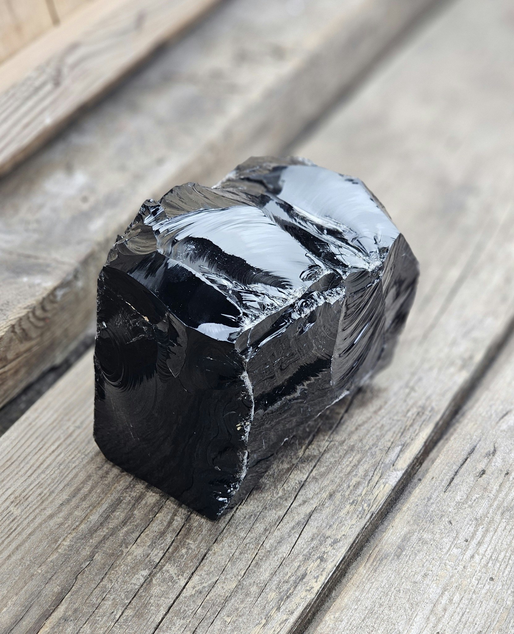 Svart Obsidian rå XL #18