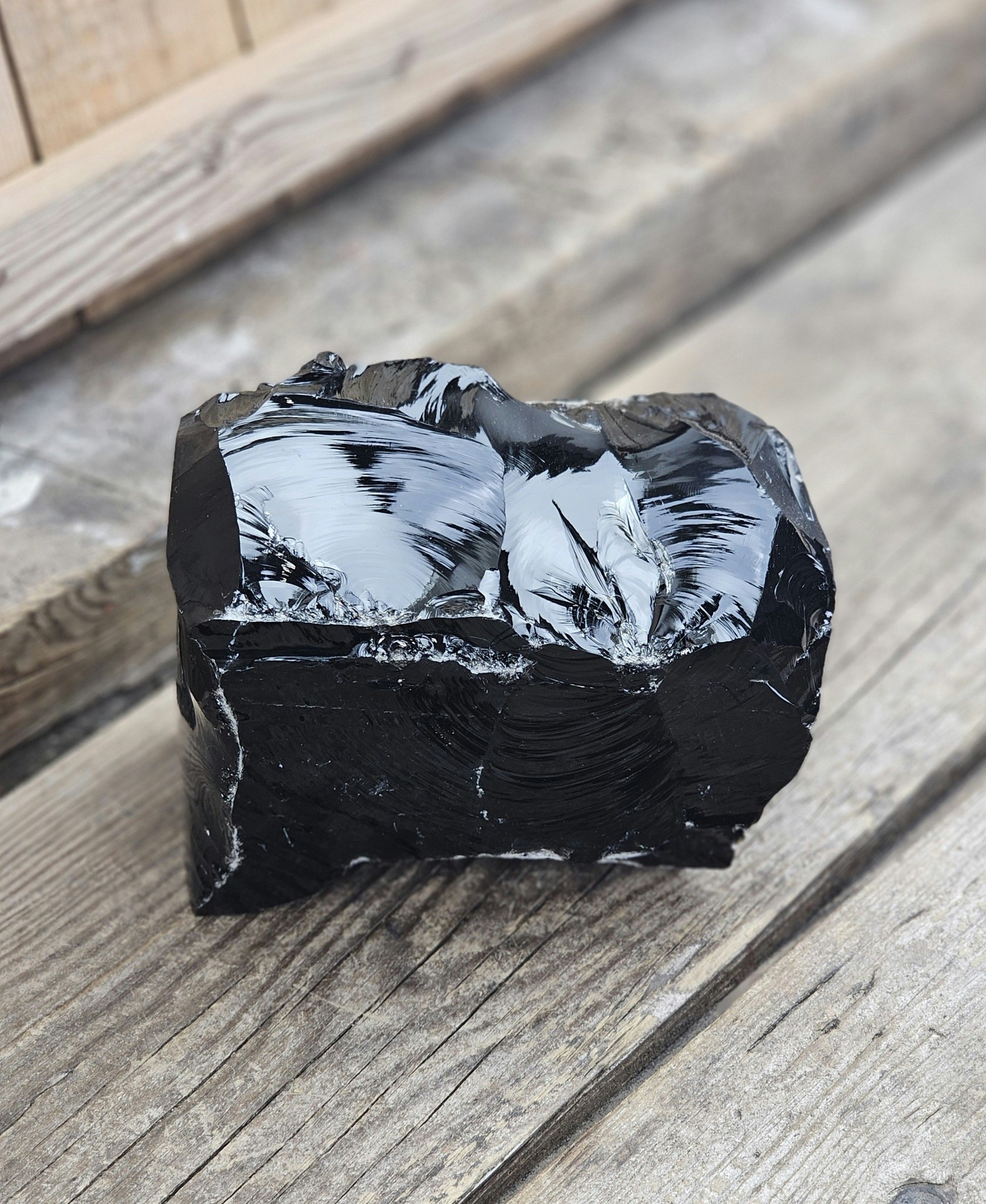Svart Obsidian rå XL #18