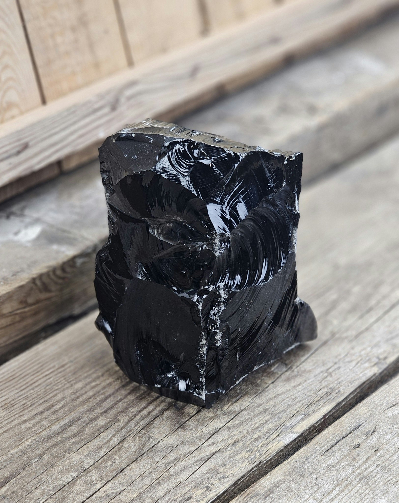 Svart Obsidian rå XL #18