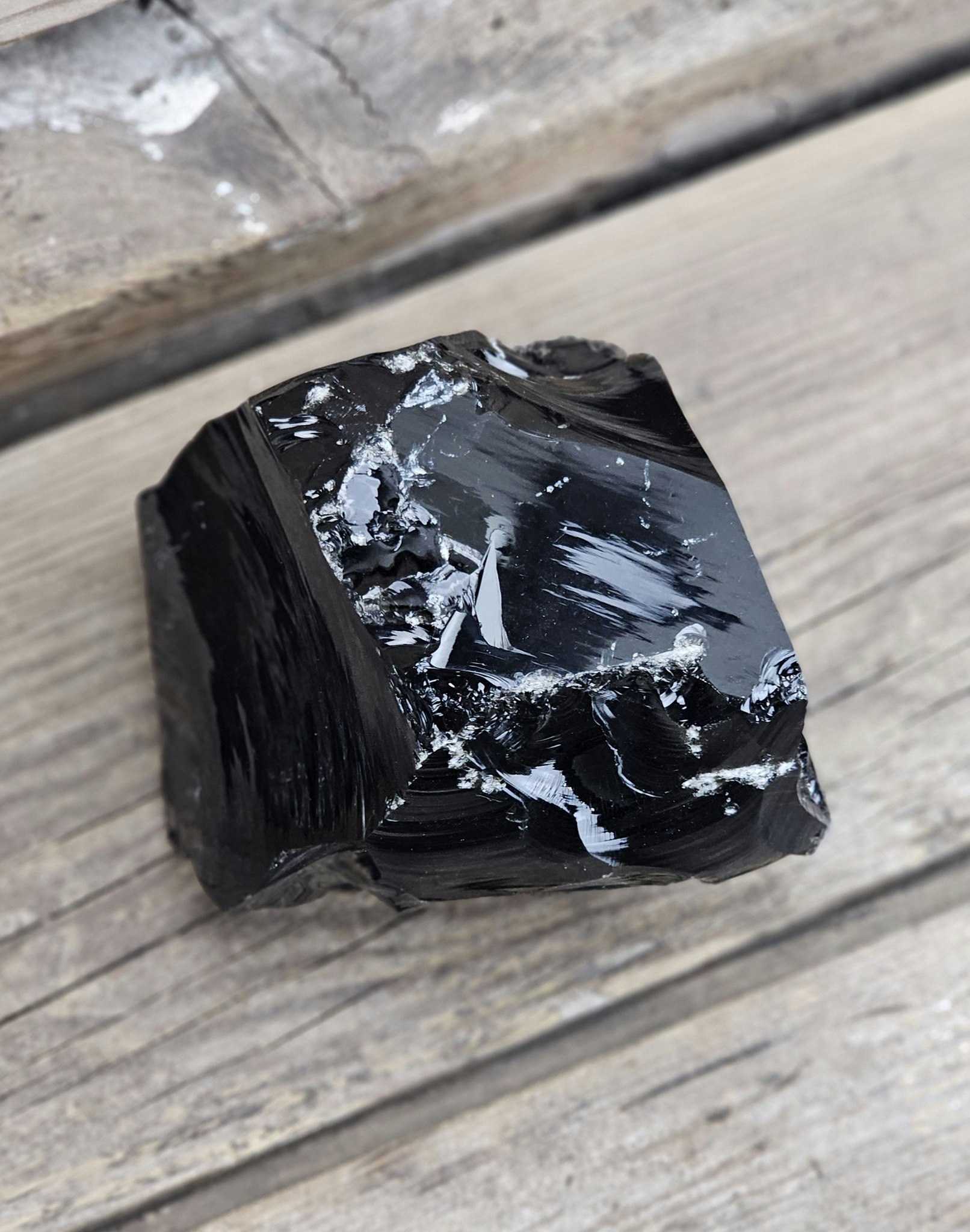 Svart Obsidian rå XL #19