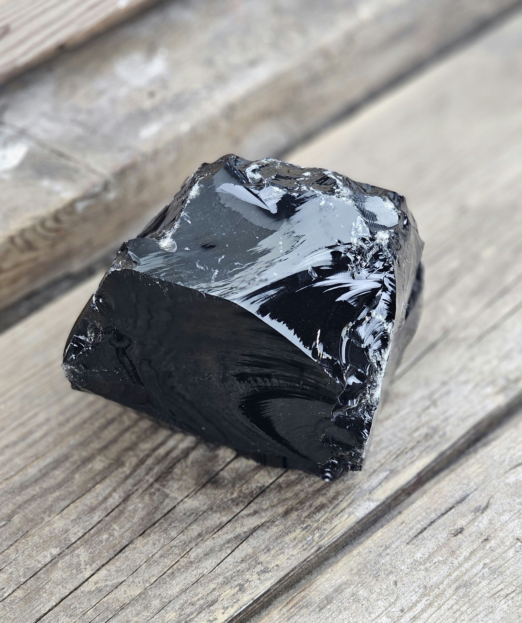 Svart Obsidian rå XL #19