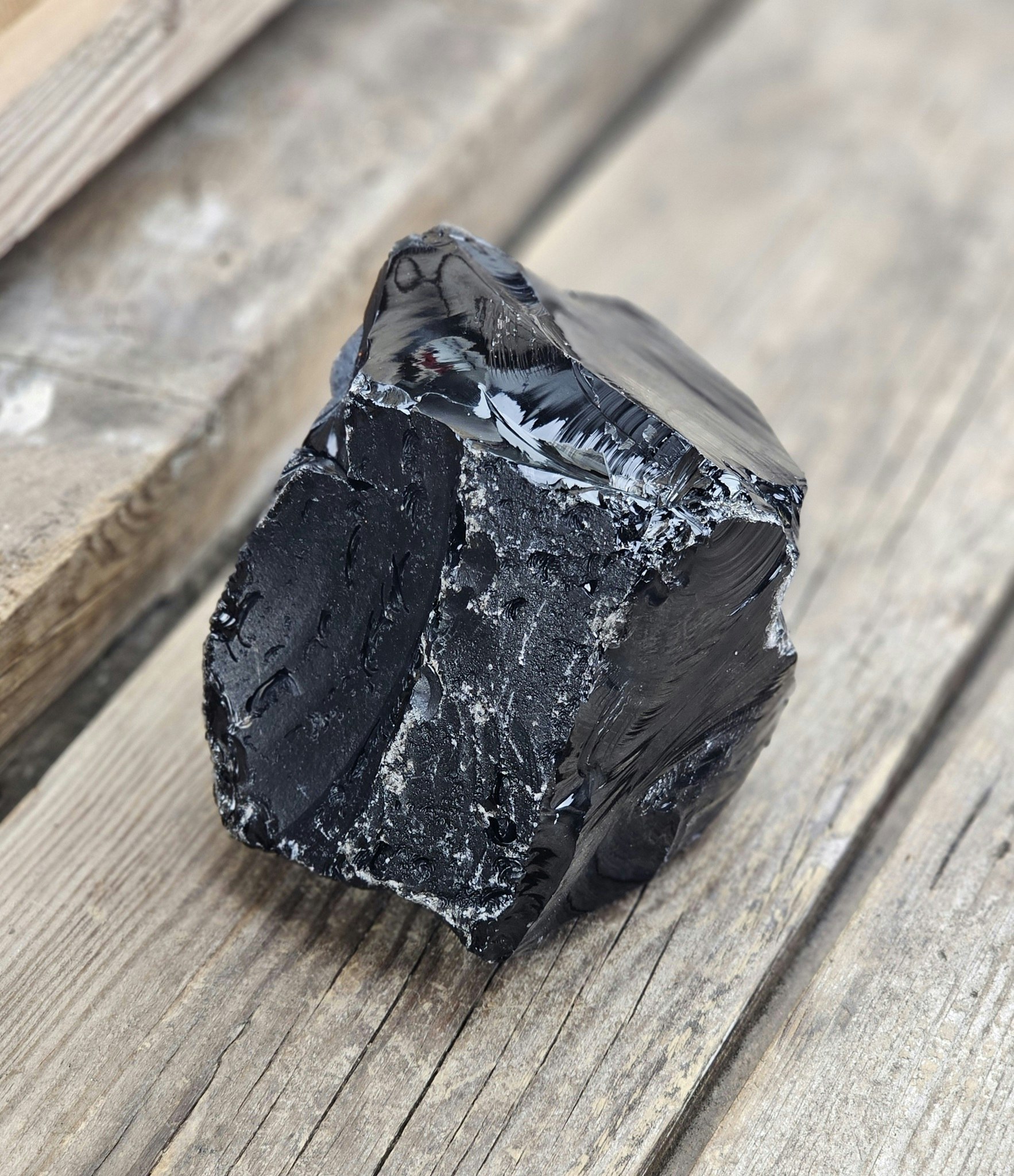 Svart Obsidian rå XL #19