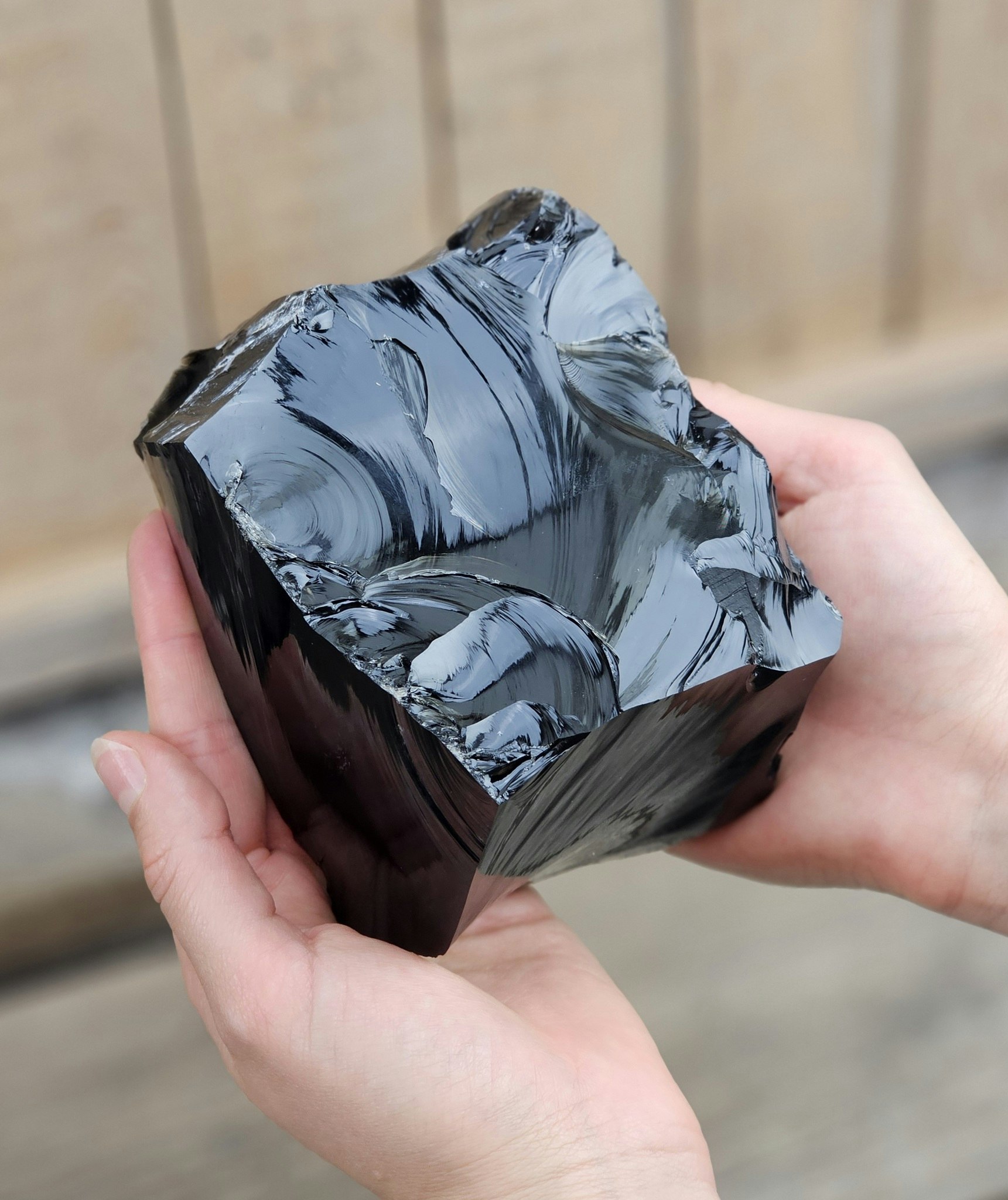 Svart Obsidian rå XL #2