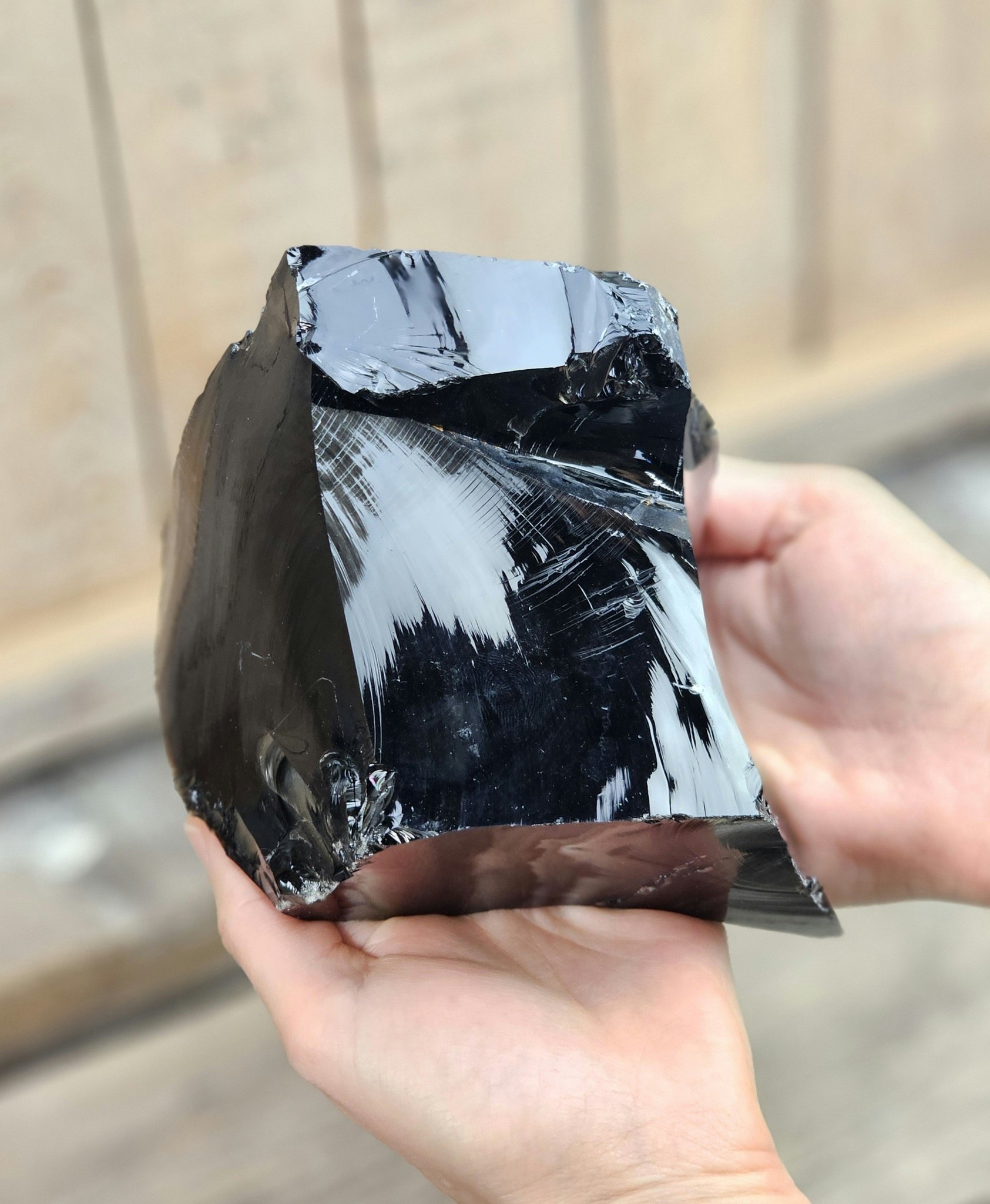 Svart Obsidian rå XL #4