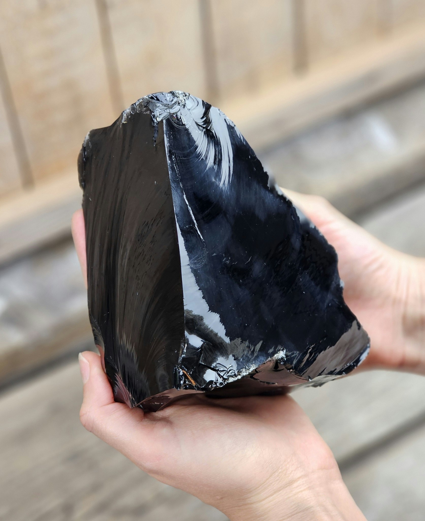 Svart Obsidian rå XL #6