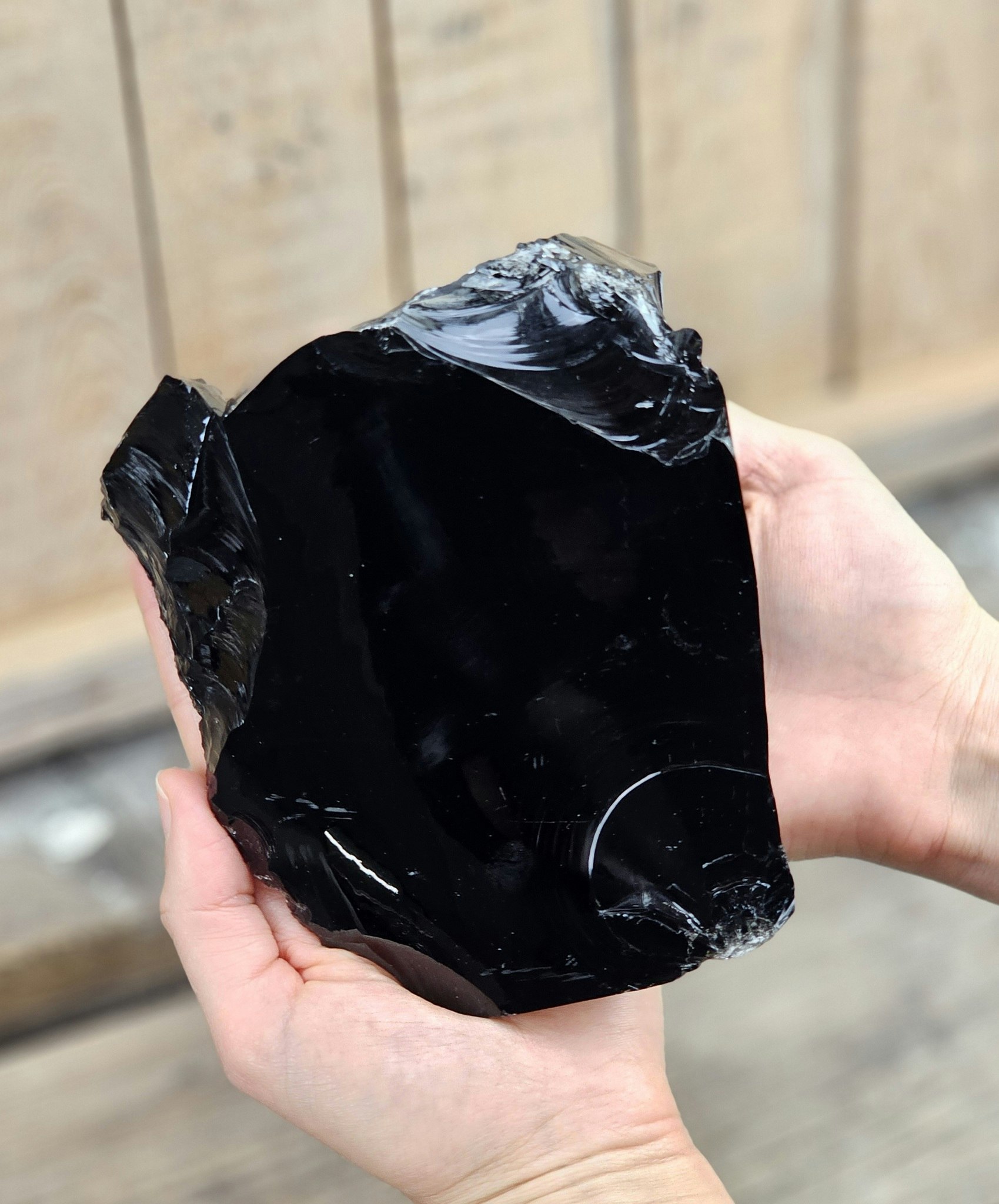 Svart Obsidian rå XL #12