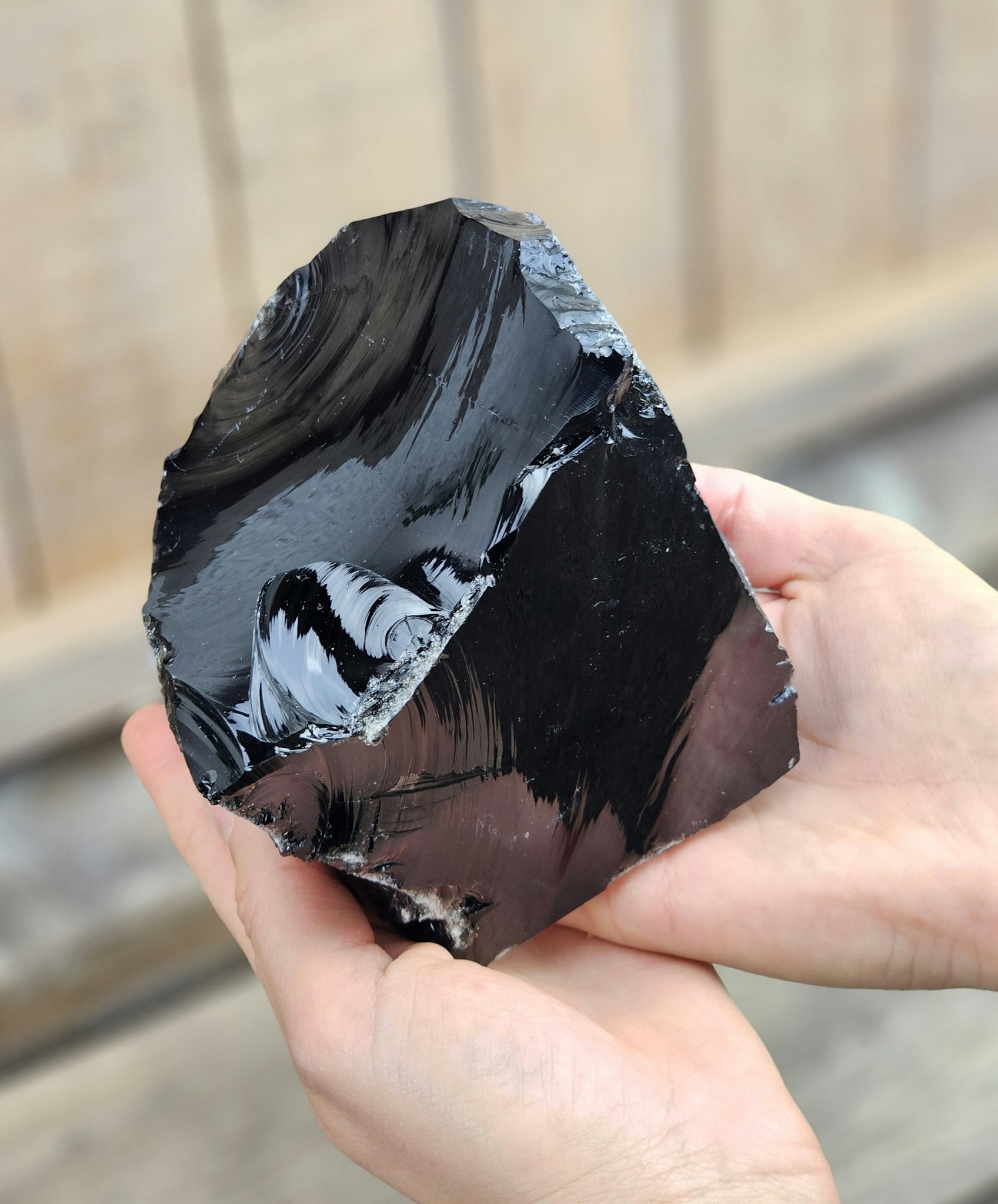 Svart Obsidian rå XL #13